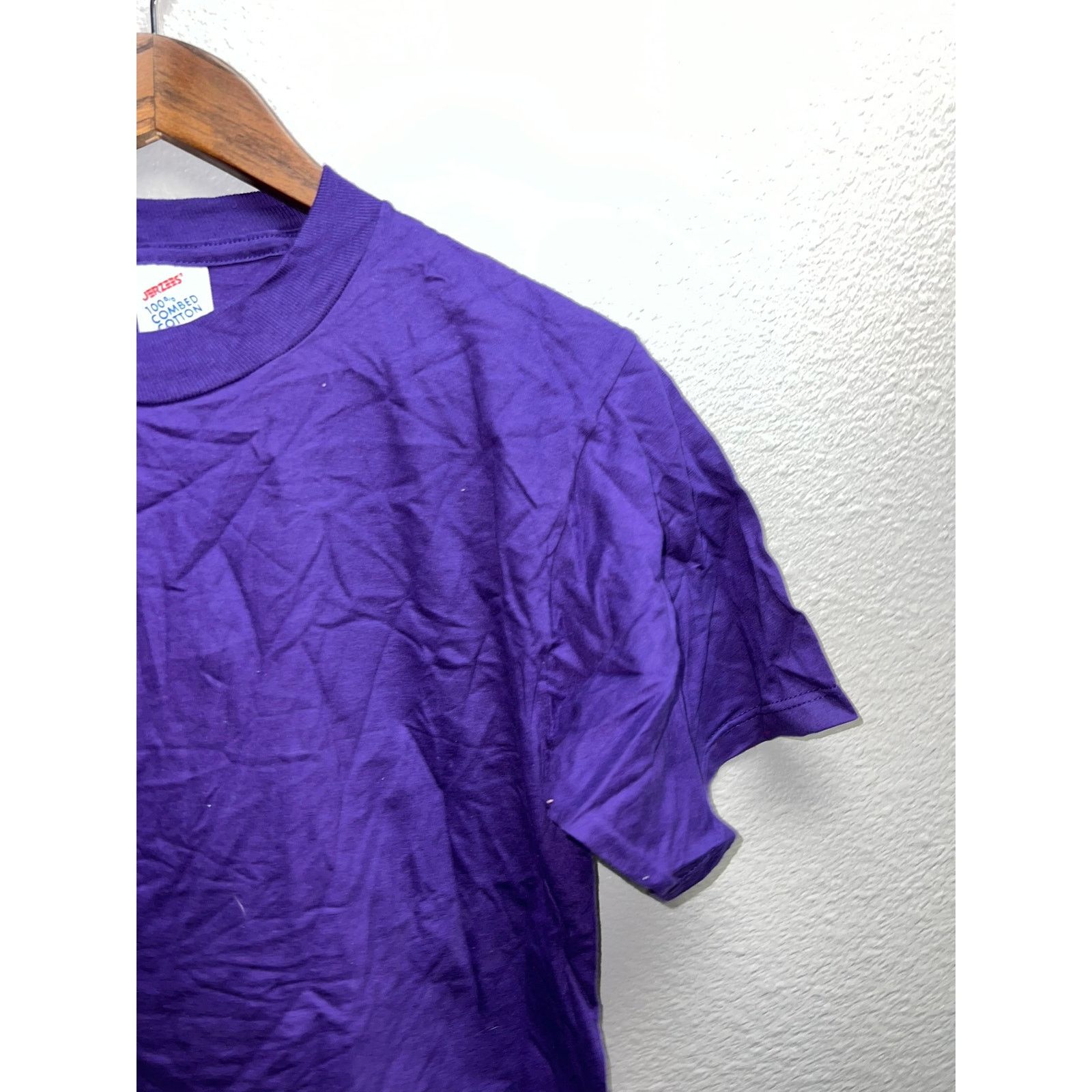 Jerzees 90s Vintage Jerzees 100% Combed Cotton Purple Blank Shirt M Size US M / EU 48-50 / 2 - 2 Thumbnail