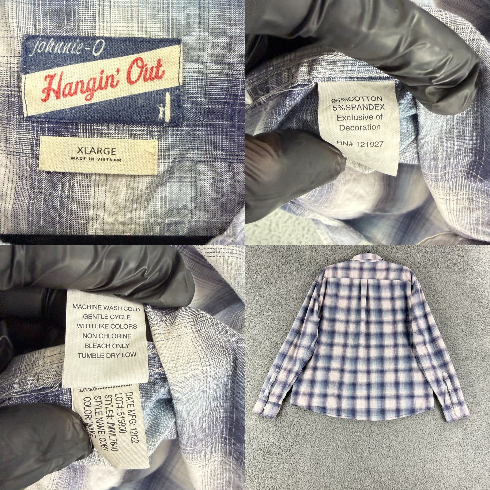 johnnie-O johnnie-O Coby Button-Up Shirt Mens XL Blue Plaid Long Sleeve Casual Shirt Size US XL / EU 56 / 4 - 8 Thumbnail