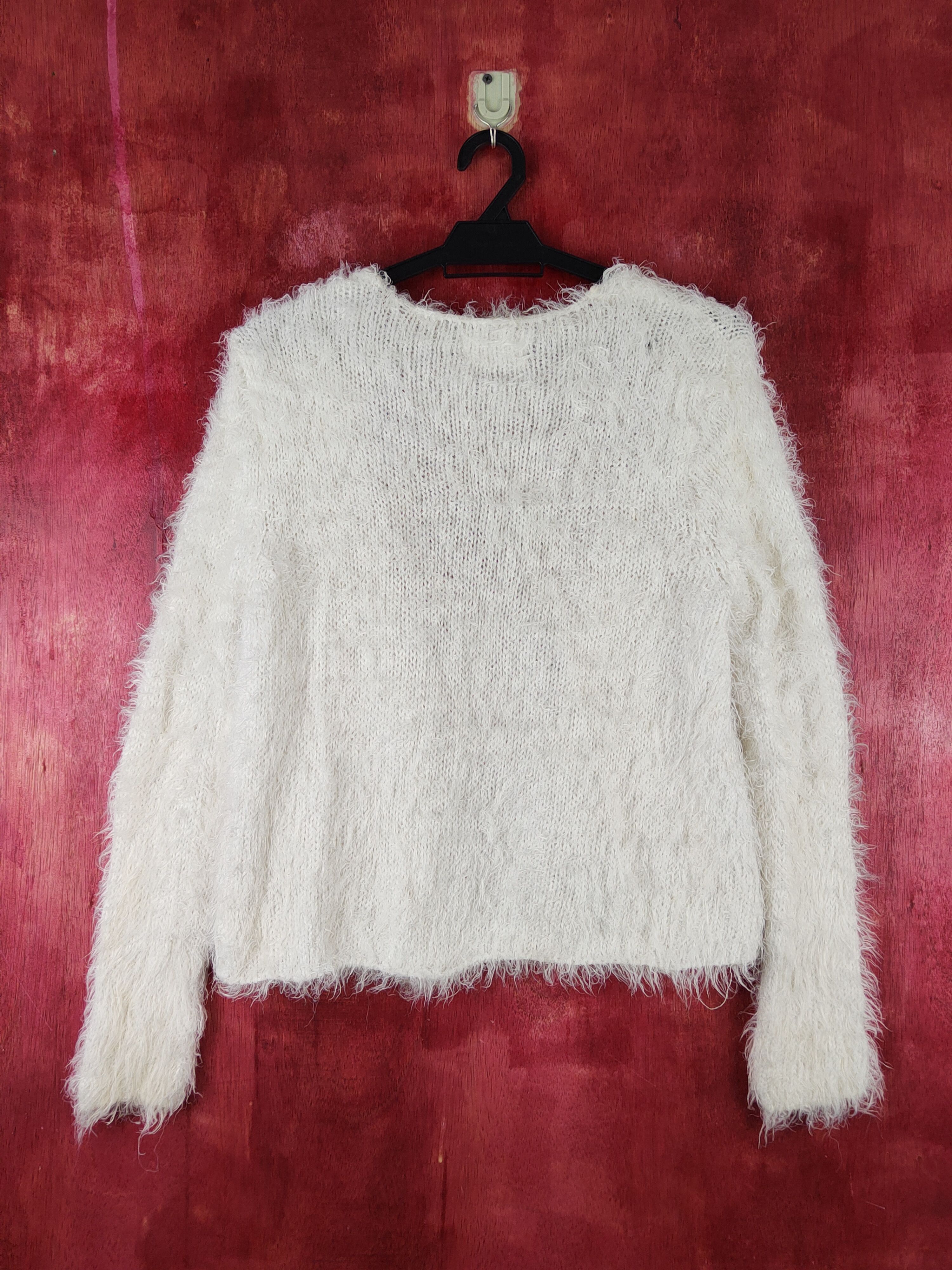 Japanese Brand Bay White Shag Shaggy Fur Mohair Knitwear Cardigan #S1923 Size S / US 4 / IT 40 - 7 Thumbnail