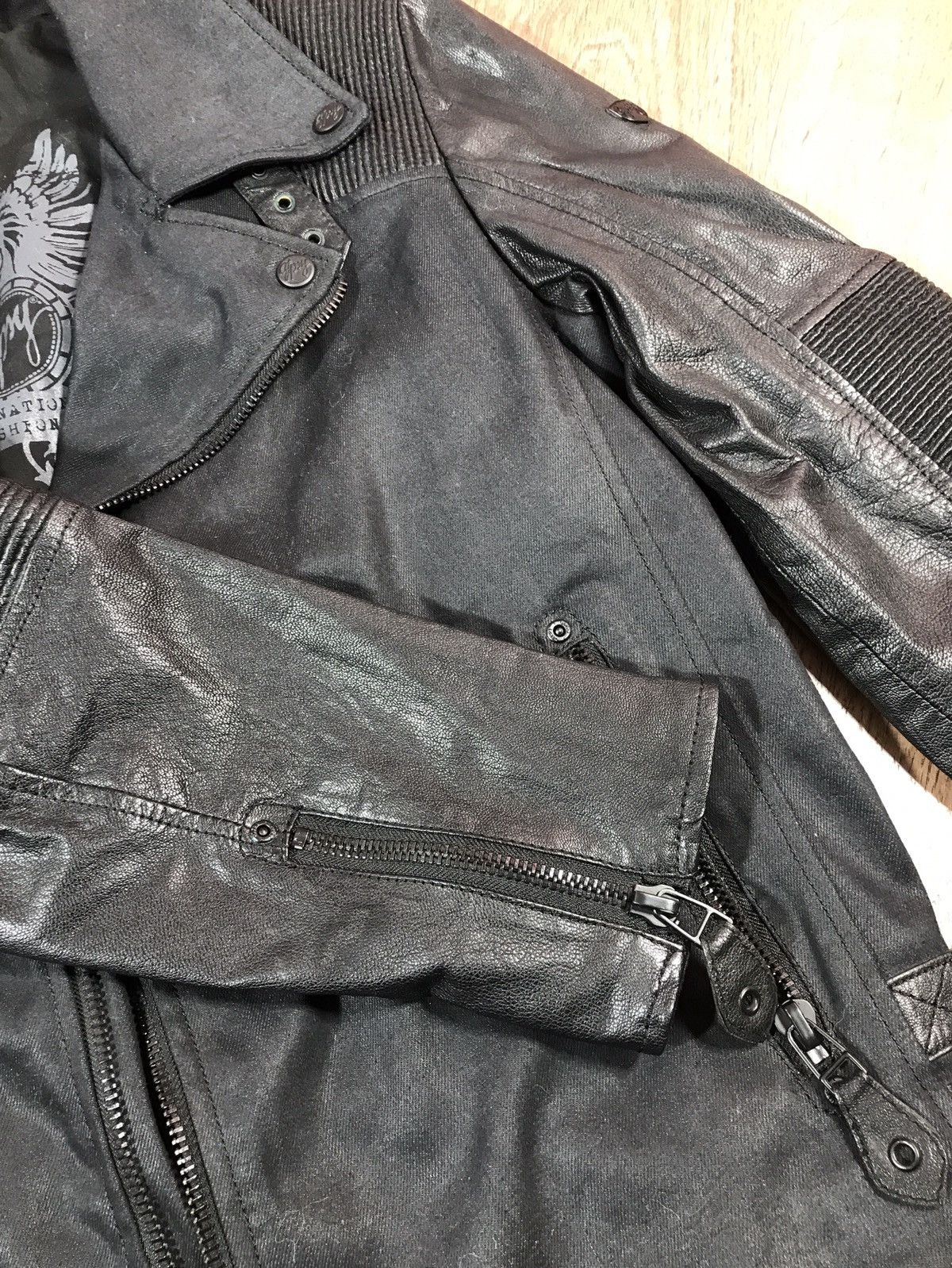 Japanese Brand Leather Denim Mauritius Biker Jacket Size M Size US M / EU 48-50 / 2 - 11 Thumbnail