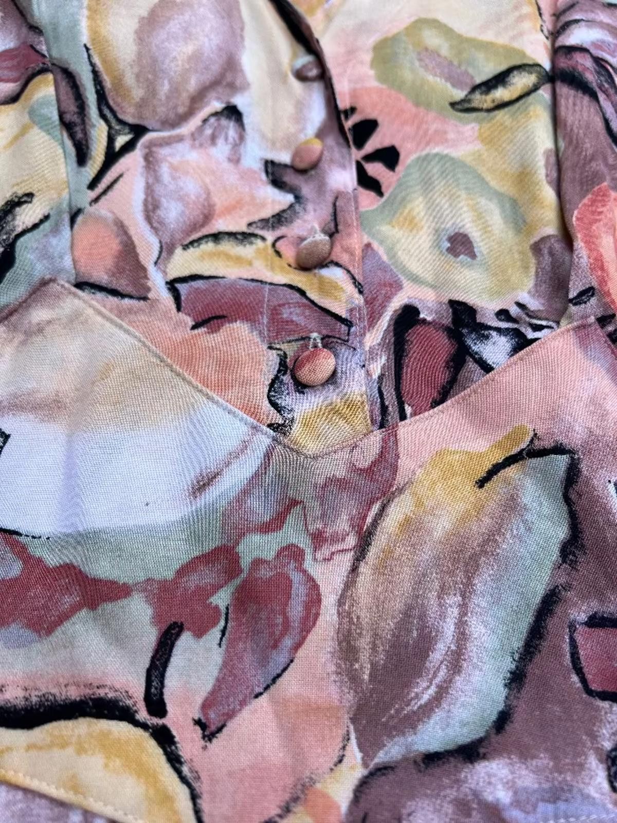 Other St. Michael Watercolor Floral Dress 1980s Size L / US 10 / IT 46 - 3 Thumbnail