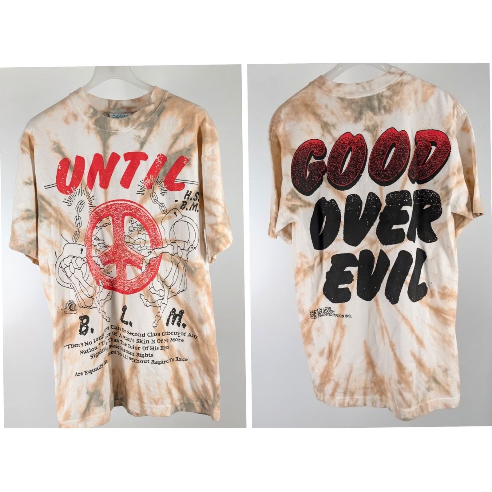 Online Ceramics Online Ceramics T-Shirt Shirt S Multicolor 2020 Tie Dye Until BLM Good Over Evil USA Mens Short Sleeve Climate Activism 19x28 Size US S / EU 44-46 / 1 - 2 Thumbnail