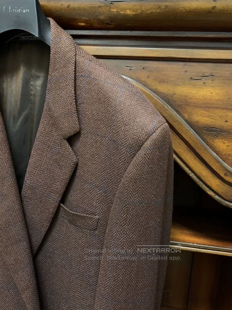 Fendi Fendi Beige Herringbone Cutaway Blazer Size 52L - 3 Thumbnail