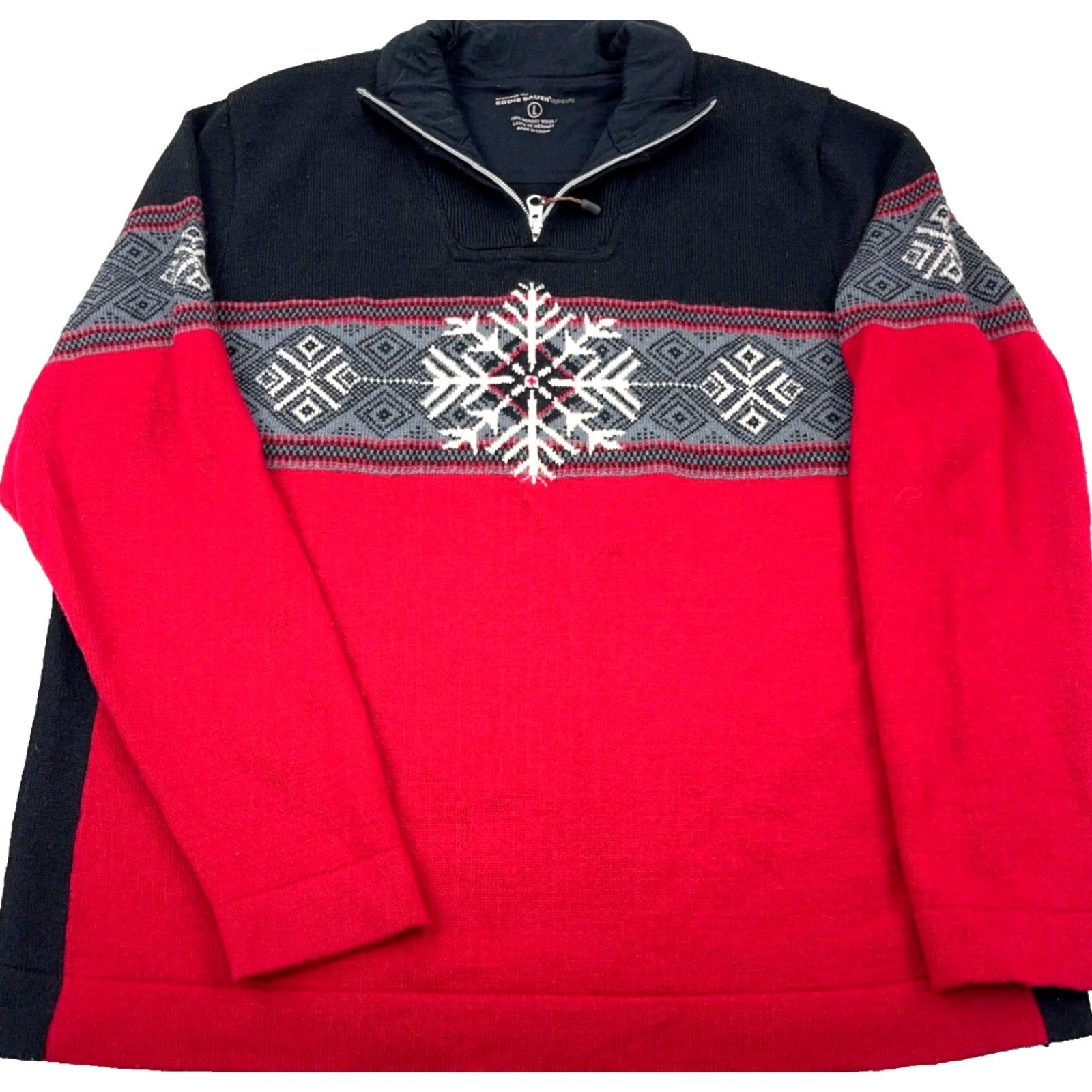 Eddie Bauer Eddie Bauer Sweater Men L Red Wool Pullover Mock Neck Geometric Knit Logo All Seasons Classic Sports Casual Size US L / EU 52-54 / 3 - 2 Thumbnail