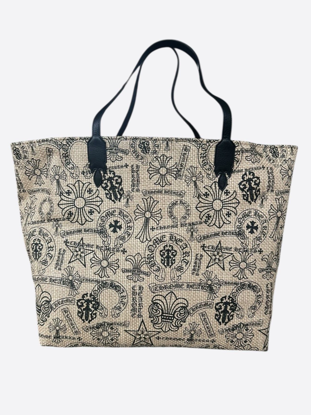 Chrome Hearts Beige & Black Stencil Beach Tote Bag, Women's