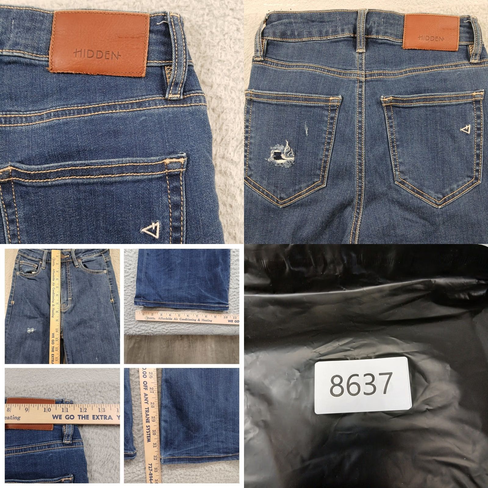 Vintage HIDDEN Los Angeles Flare Jeans Women's Size 24 Dark Wash Distressed High Rise Size 42" / US 20 - 8 Thumbnail