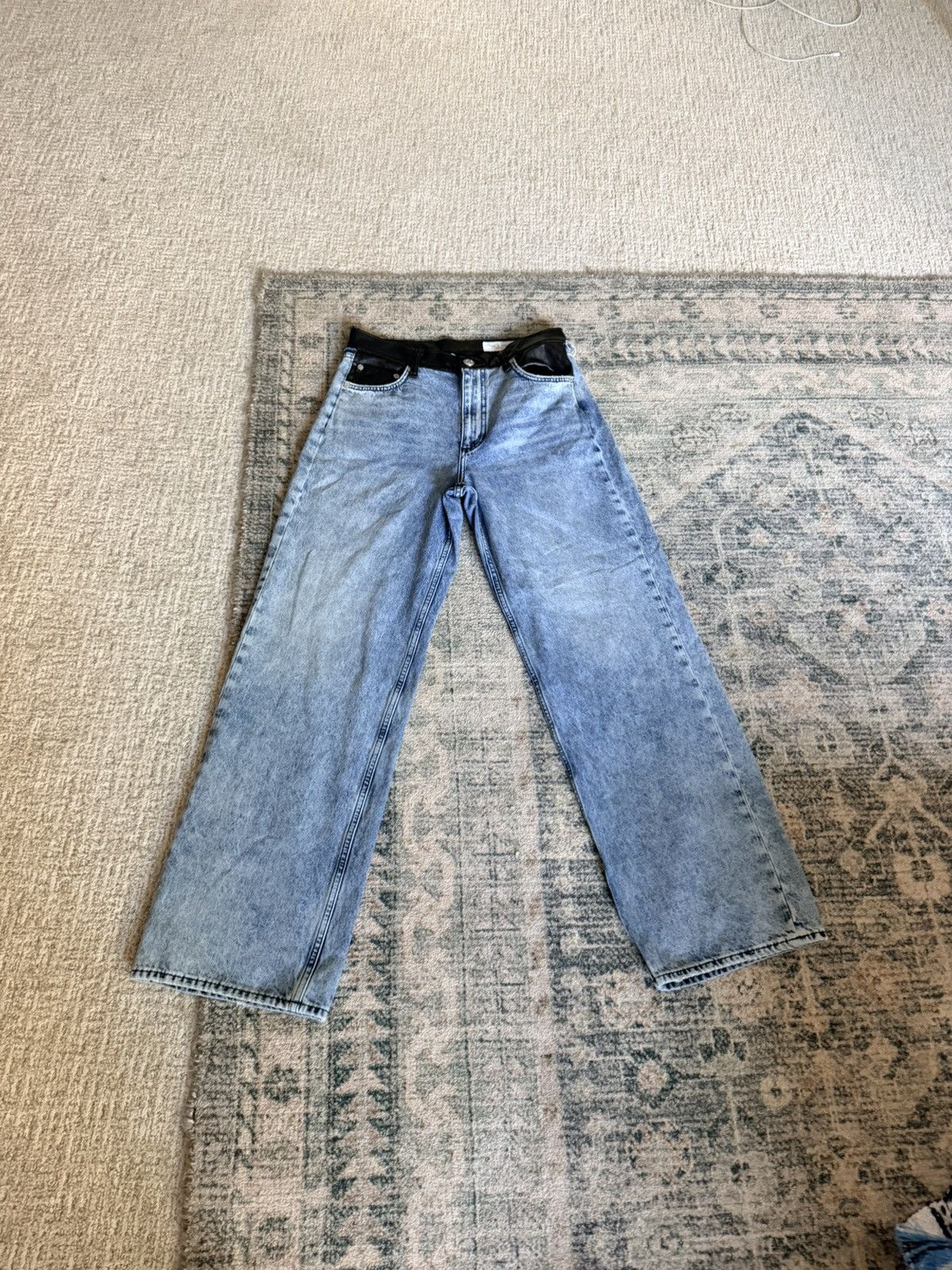 Rag & Bone Rag and Bone Shea faux leather wide leg mid rise jeans 28 Size 28" / US 6 / IT 42 - 8 Thumbnail