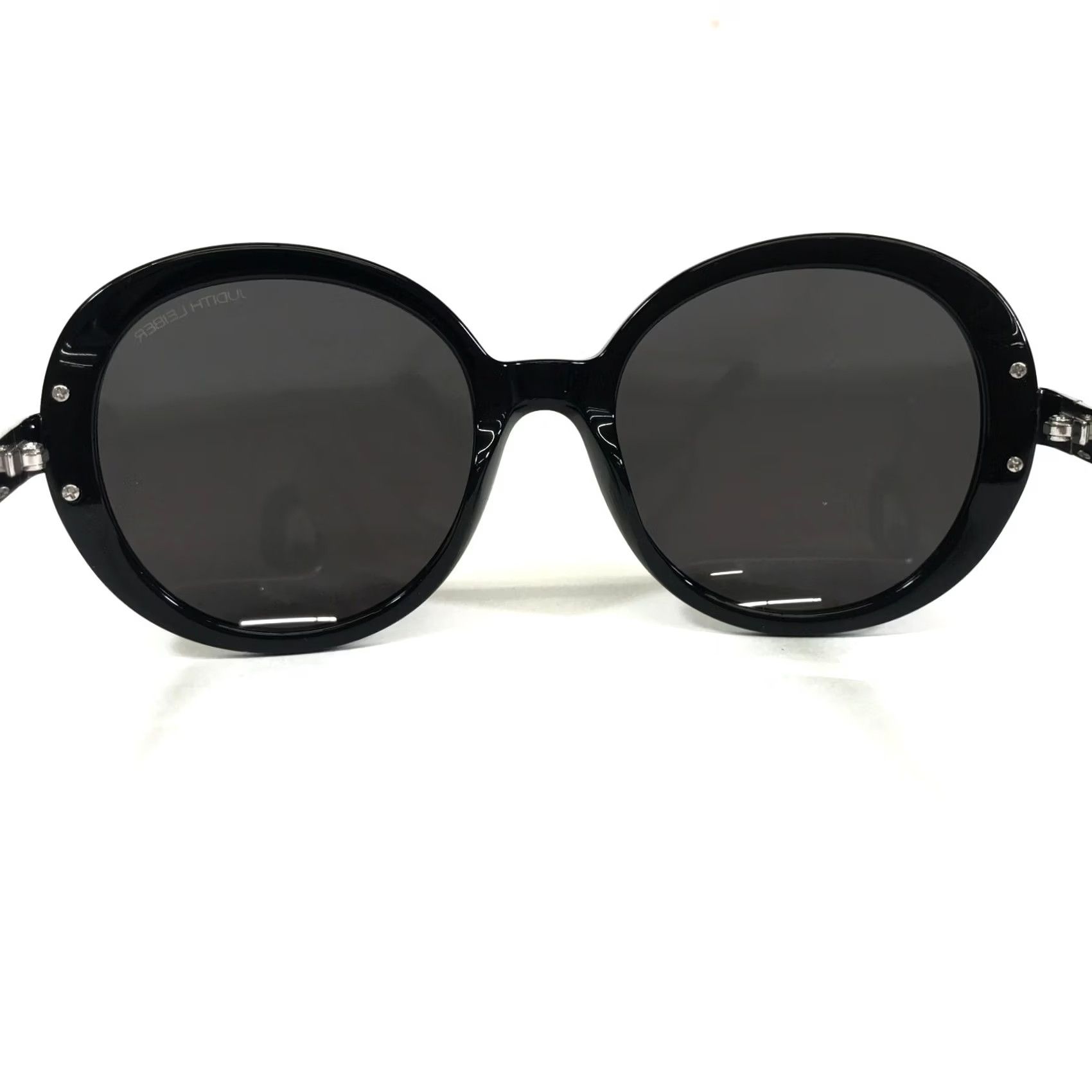 Judith Leiber Sunglasses Waltz Jet Black Silver Oversized 