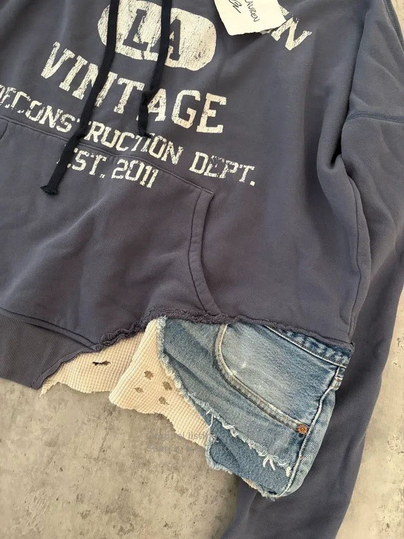 Greg Lauren Greg Lauren Hooded Cotton Patchwork Sweatshirt Size US XL / EU 56 / 4 - 3 Thumbnail