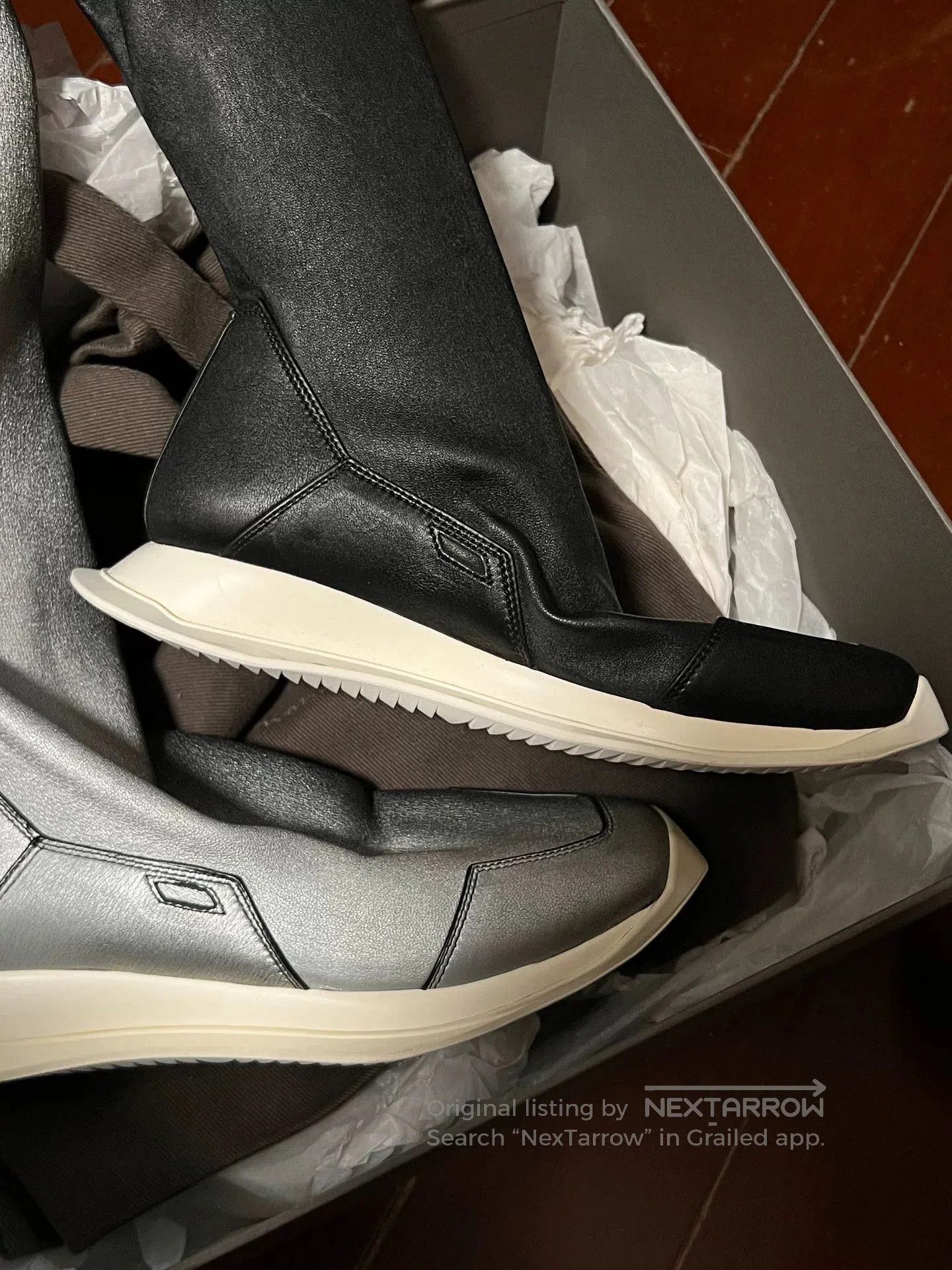 Rick Owens Rick Owens Main Line Gradient Black Silver Tank Boots. Size US 5 / IT 35 - 4 Thumbnail