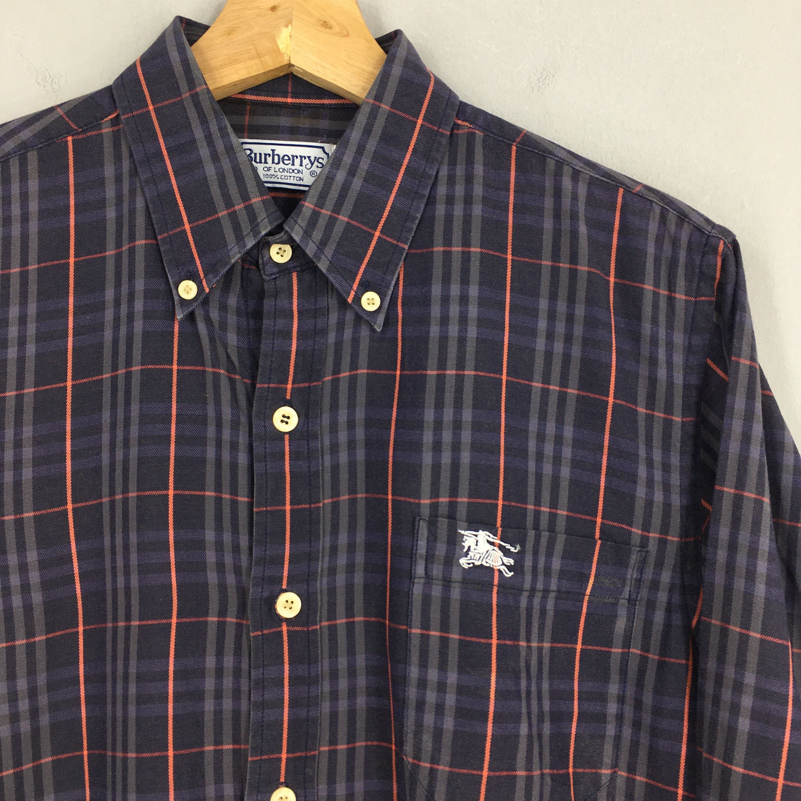 Burberry × Vintage Vintage 90s Burberrys Nova Check Blue Tartan Shirt Small Size US S / EU 44-46 / 1 - 2 Thumbnail