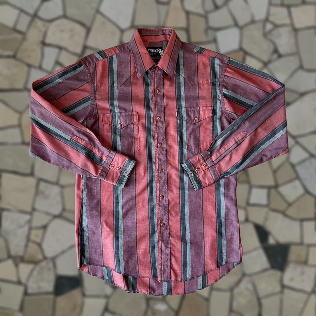 Wrangler Vintage Wrangler Brushpopper Shirt Long Sleeve Men’s Pearl Snap Striped 15.5-33 Size US M / EU 48-50 / 2 - 1 Thumbnail