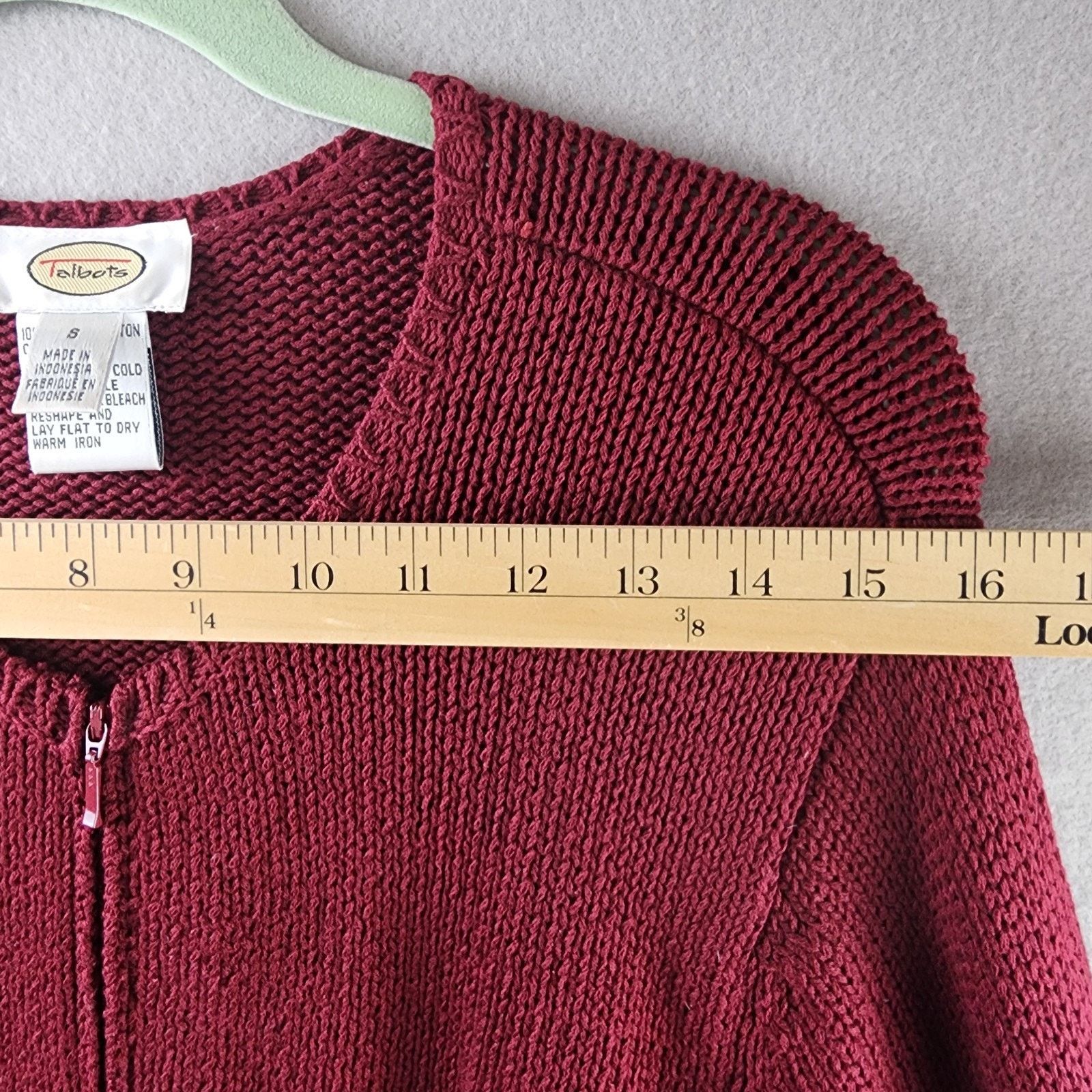 Talbots Talbots Maroon Zip-Up Cotton Knit Cardigan w/Pockets Small Size S / US 4 / IT 40 - 3 Thumbnail