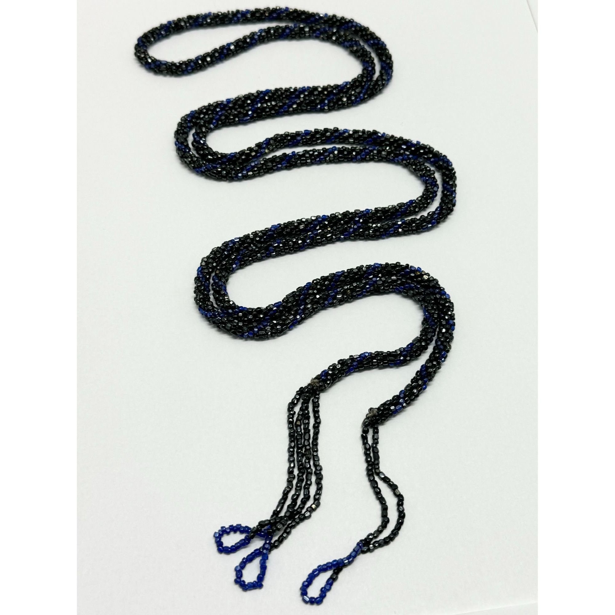 Vintage Art Deco estate beaded stripe flapper tassel lariat rope nec Size ONE SIZE - 1 Thumbnail