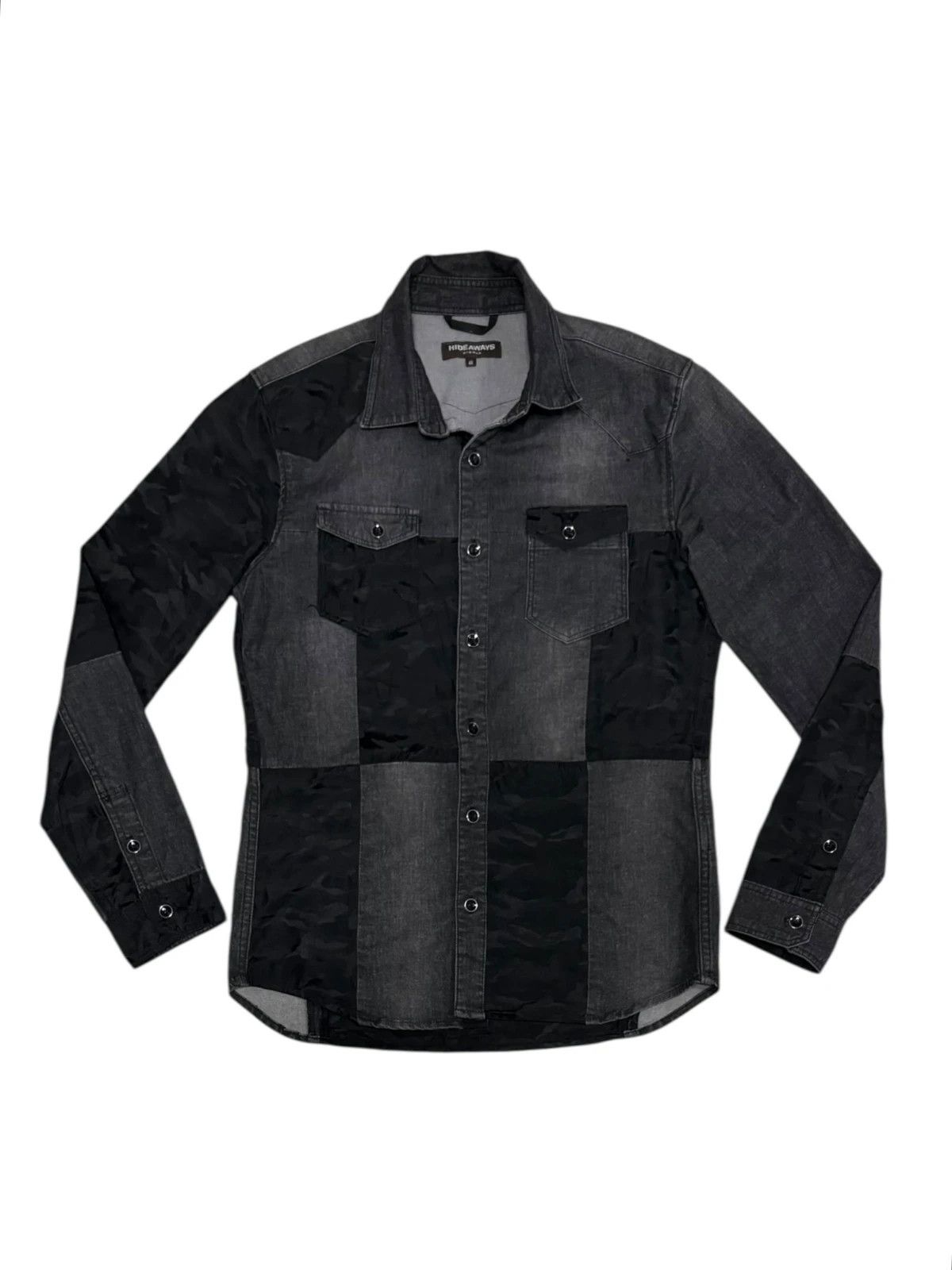 HIDEAWAYS Japanese brand camo two tone patch denim shirt jacket Size US S / EU 44-46 / 1 - 1 Thumbnail