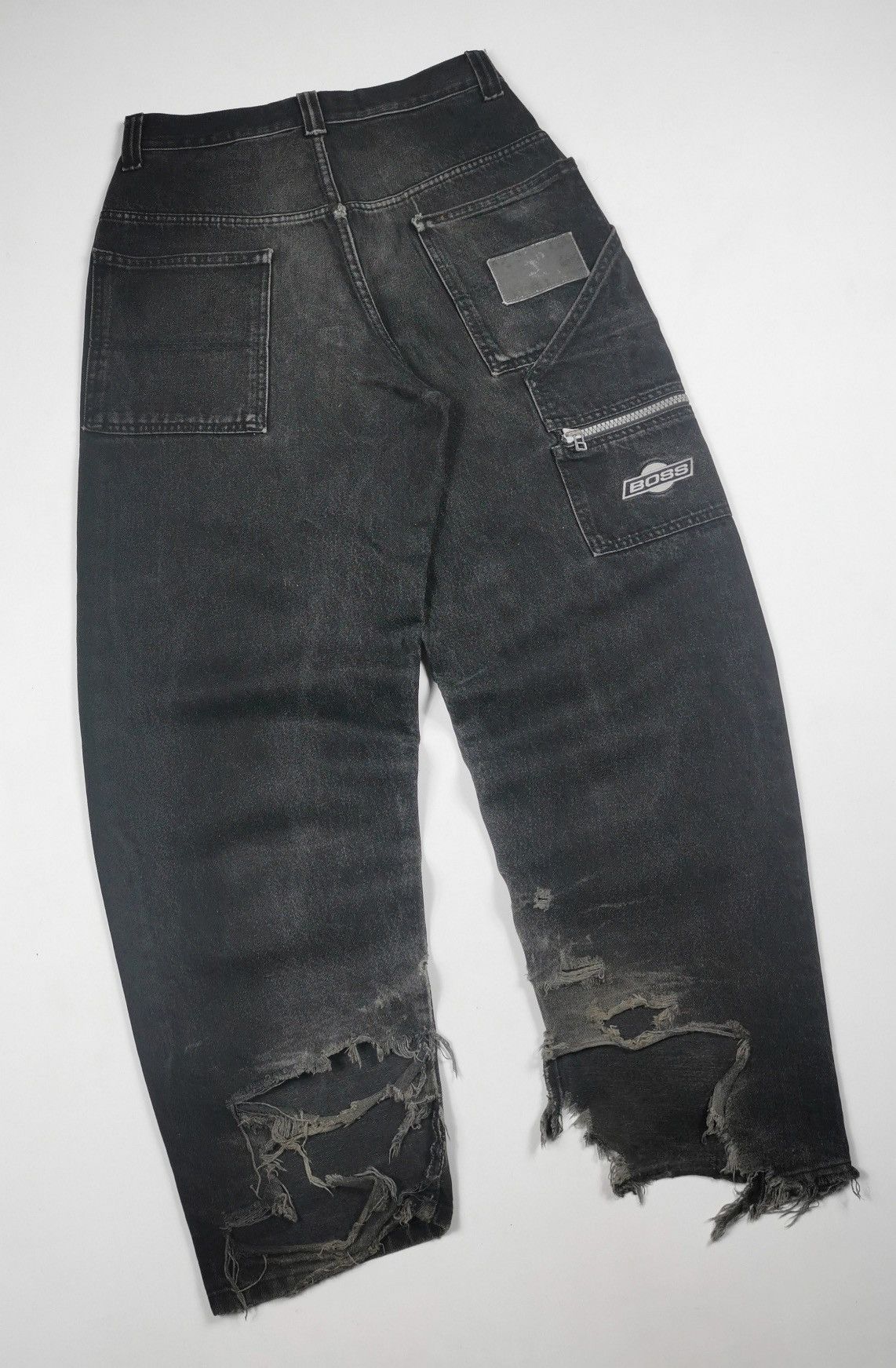 Hugo Boss Baggy Carpenter Boss Distressed Vintage Black Jeans Size US 30 / EU 46 - 4 Thumbnail