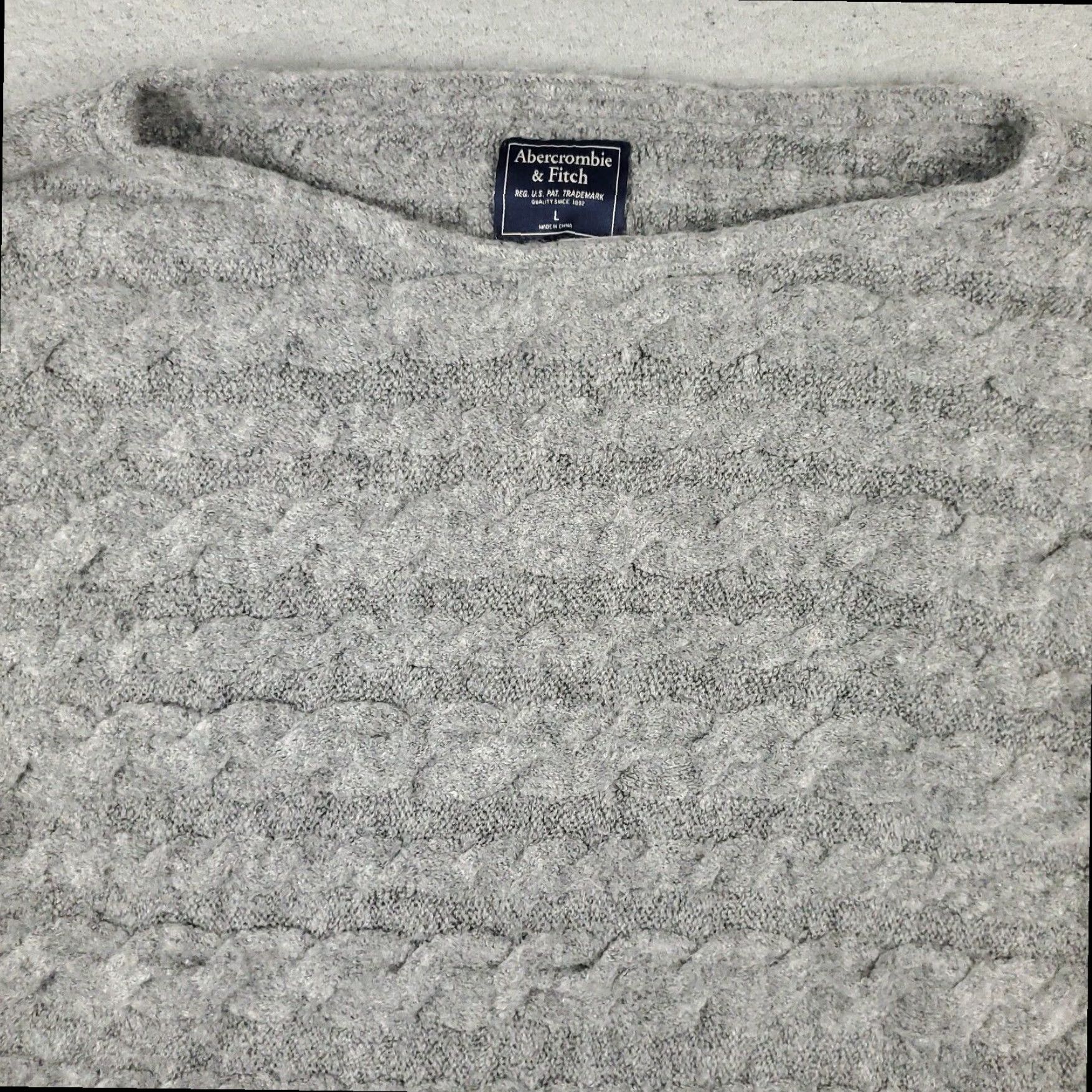 Abercrombie & Fitch Abercrombie & Fitch Womens Large Gray Cable Knit Pullover Sweatshirt Size L / US 10 / IT 46 - 2 Thumbnail