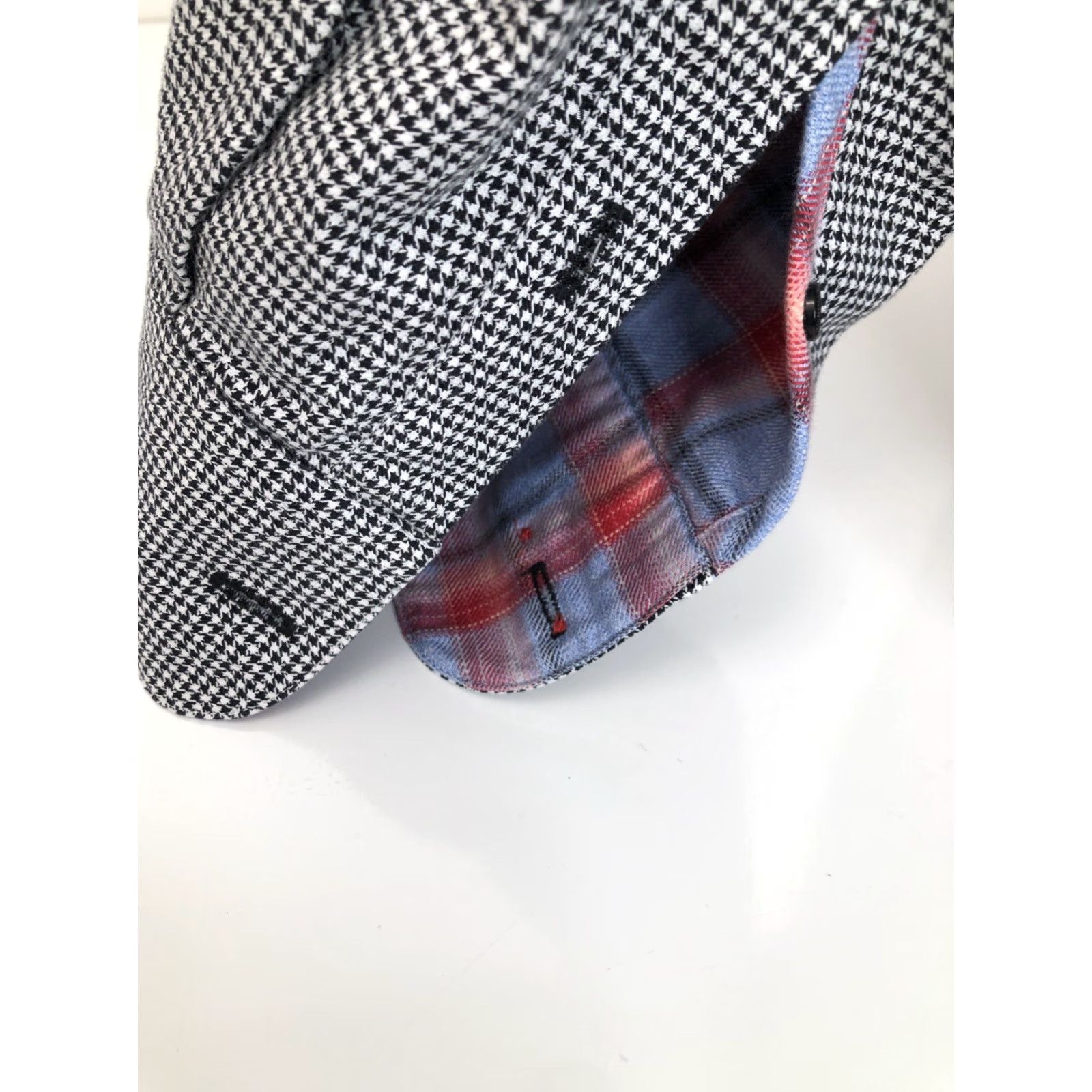 Vintage HAMMER MADE HOUNDSTOOTH Mens Shirt 48 / 185 / XL Flip Cuff Shine Button-Up Long Sleeve Black White Vintage? Size US S / EU 44-46 / 1 - 6 Thumbnail