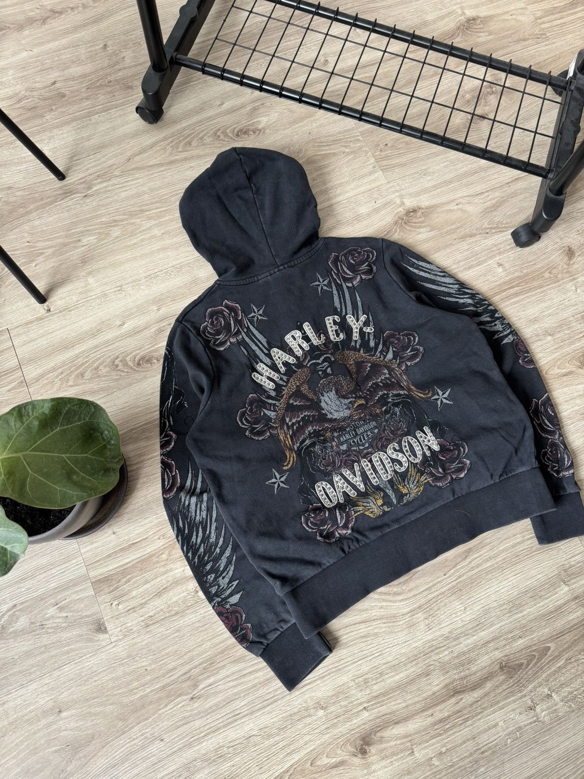 Harley Davidson Vintage Y2K Harley Davidson Tattoo Print Faded Hoodie Size L / US 10 / IT 46 - 4 Thumbnail