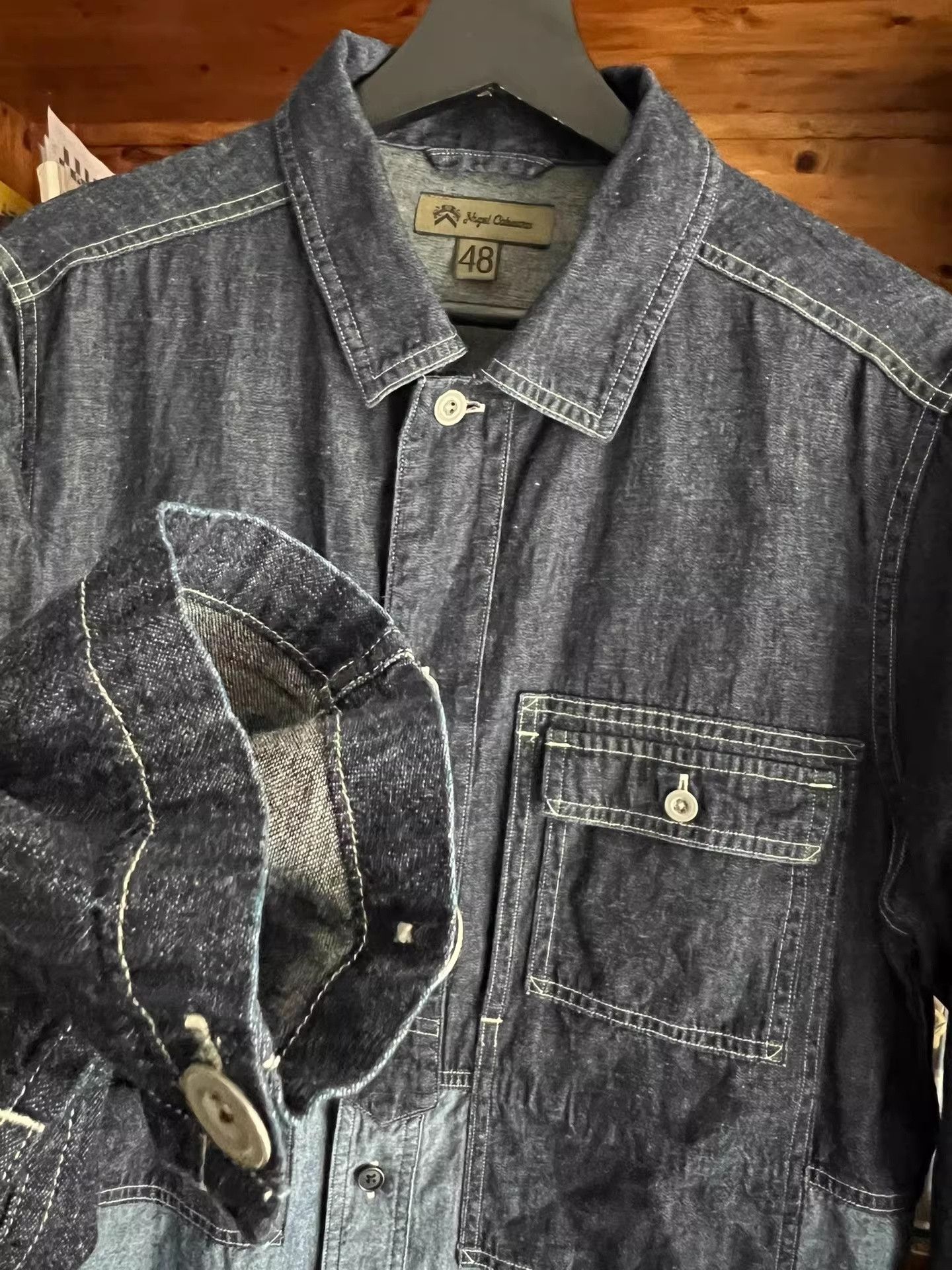 Nigel Cabourn Nigel Cabourn Indigo Patchwork Work Shirt Size US M / EU 48-50 / 2 - 5 Thumbnail