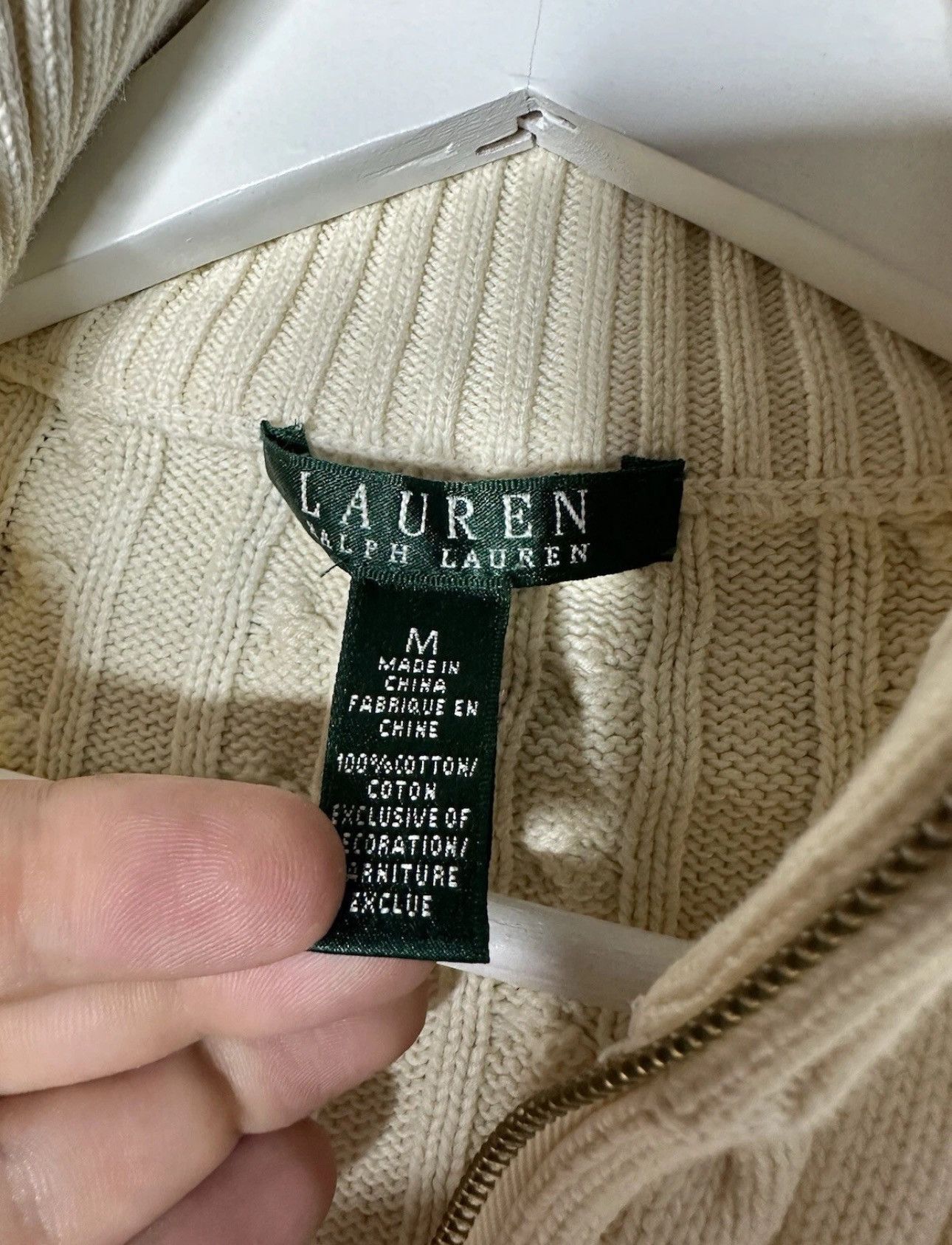 Lauren Ralph Lauren Lauren Ralph Lauren Full Zip Sweater Cream Cable Knit Size M / US 6-8 / IT 42-44 - 5 Thumbnail