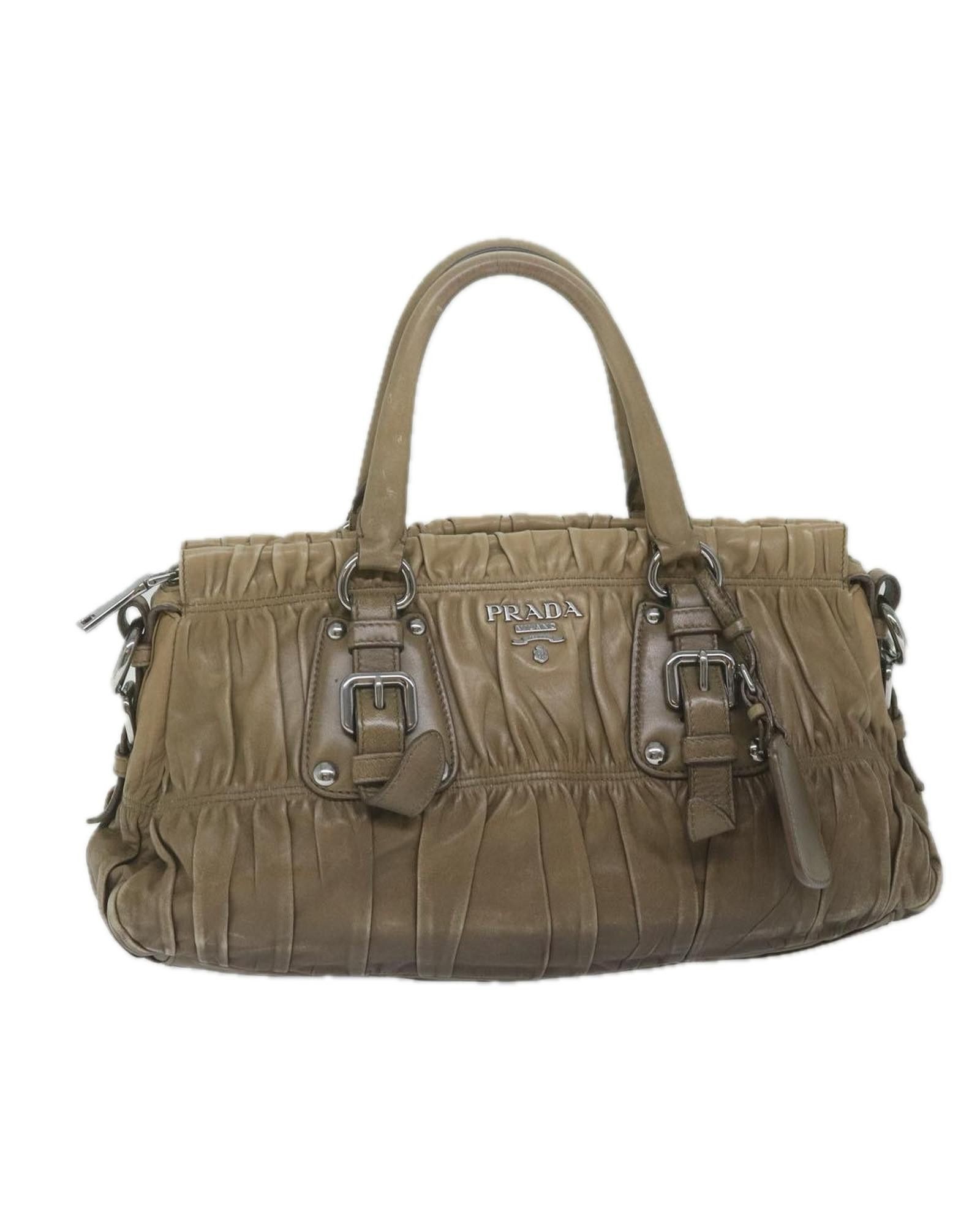 image of Prada Elegant Leather Shoulder Bag in Brown, Women's