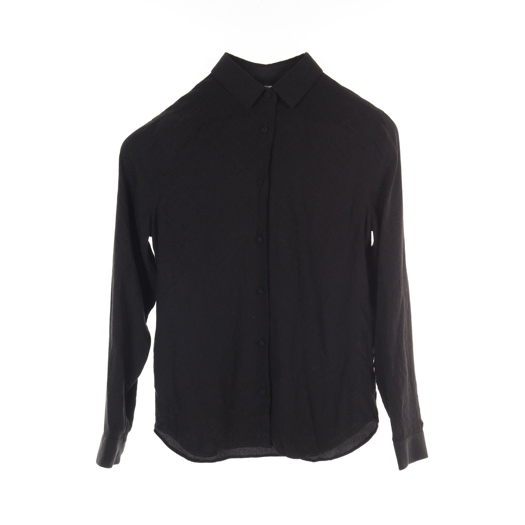 Gucci Gucci Gg Pattern Shirt Blouse Long Sleeve Silk Black Size ONE SIZE - 1 Thumbnail