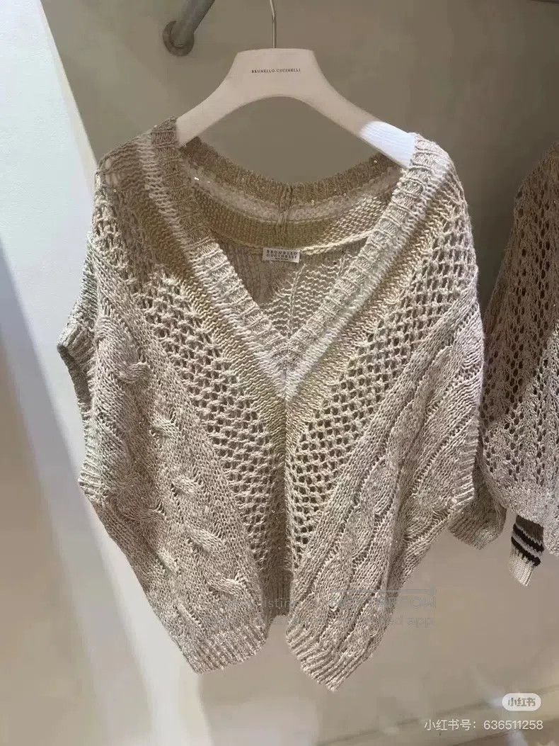 Brunello Cucinelli Brunello Cucinelli 23 Beaded Openwork Knitted Vest Size M / US 6-8 / IT 42-44 - 2 Thumbnail
