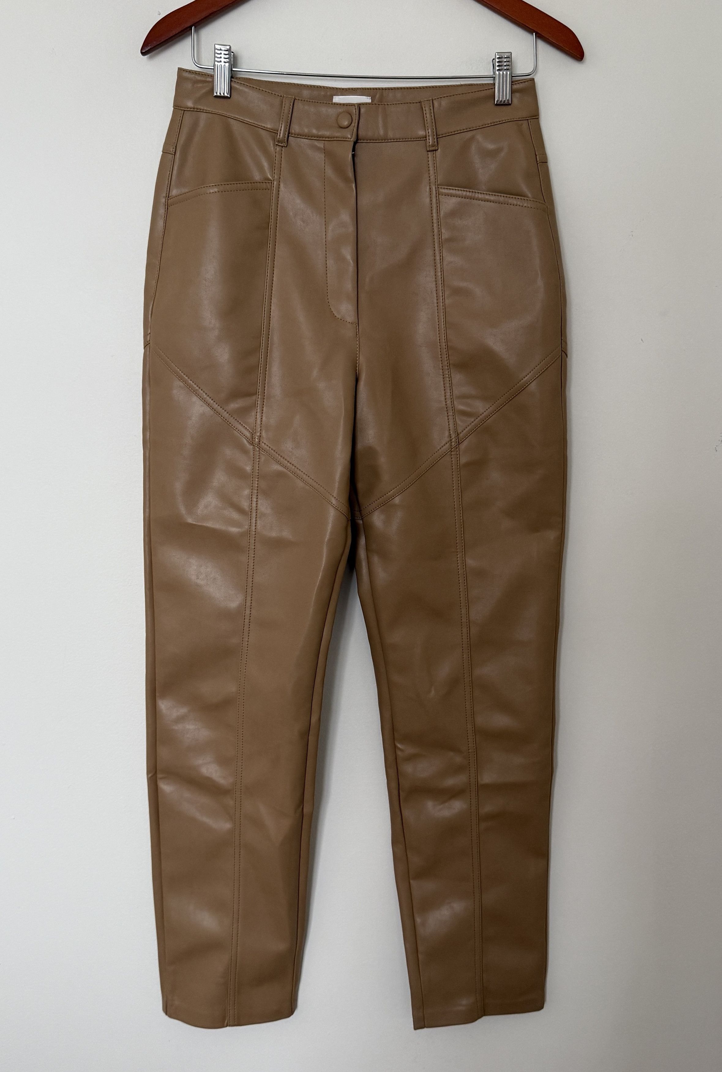 Other Wilfred Rebel High Waisted Vegan Leather Pants Camel Size 30" / US 8 / IT 44 - 2 Thumbnail