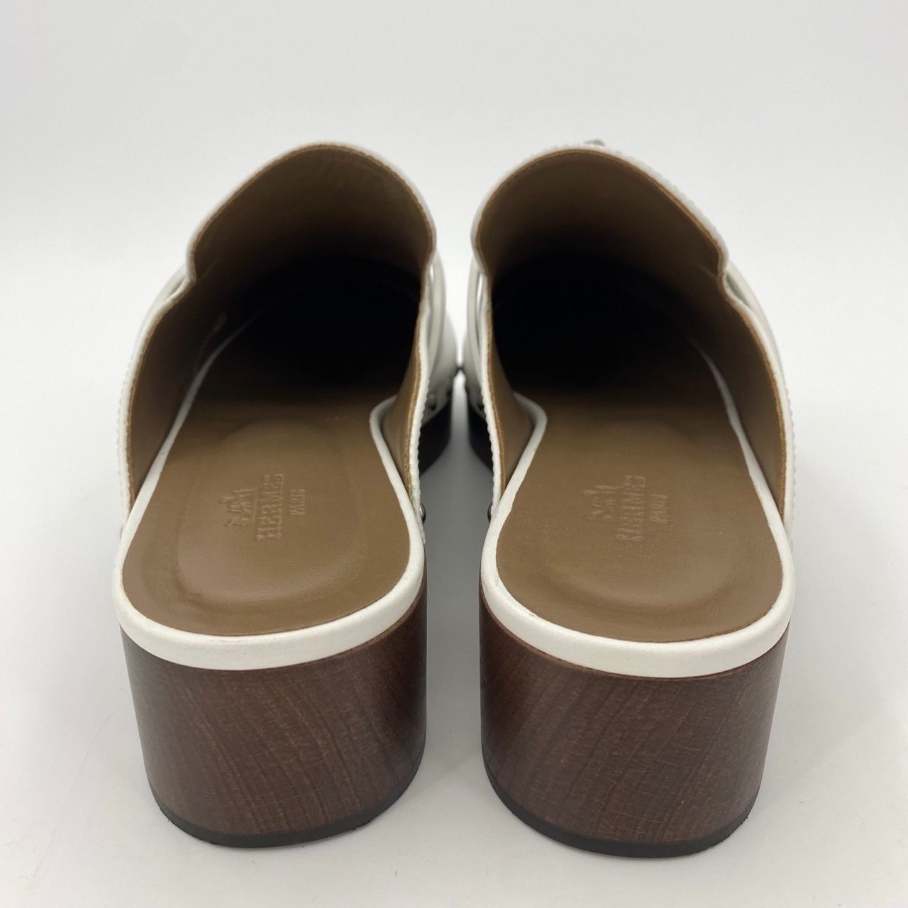 Hermes Hermès Womens White Leather Riveted Clogs Size 36 Made In It Size US 6 / IT 36 - 5 Thumbnail