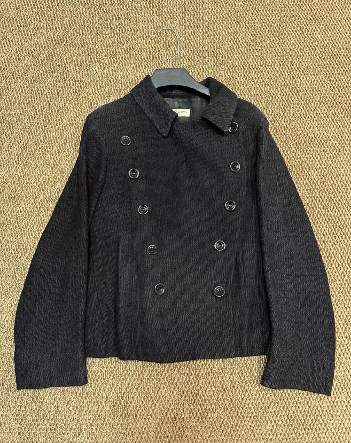 Dries Van Noten Dries Van Noten Navy Double-Breasted Wool Short Coat K23 Size XS / US 0-2 / IT 36-38 - 1 Thumbnail