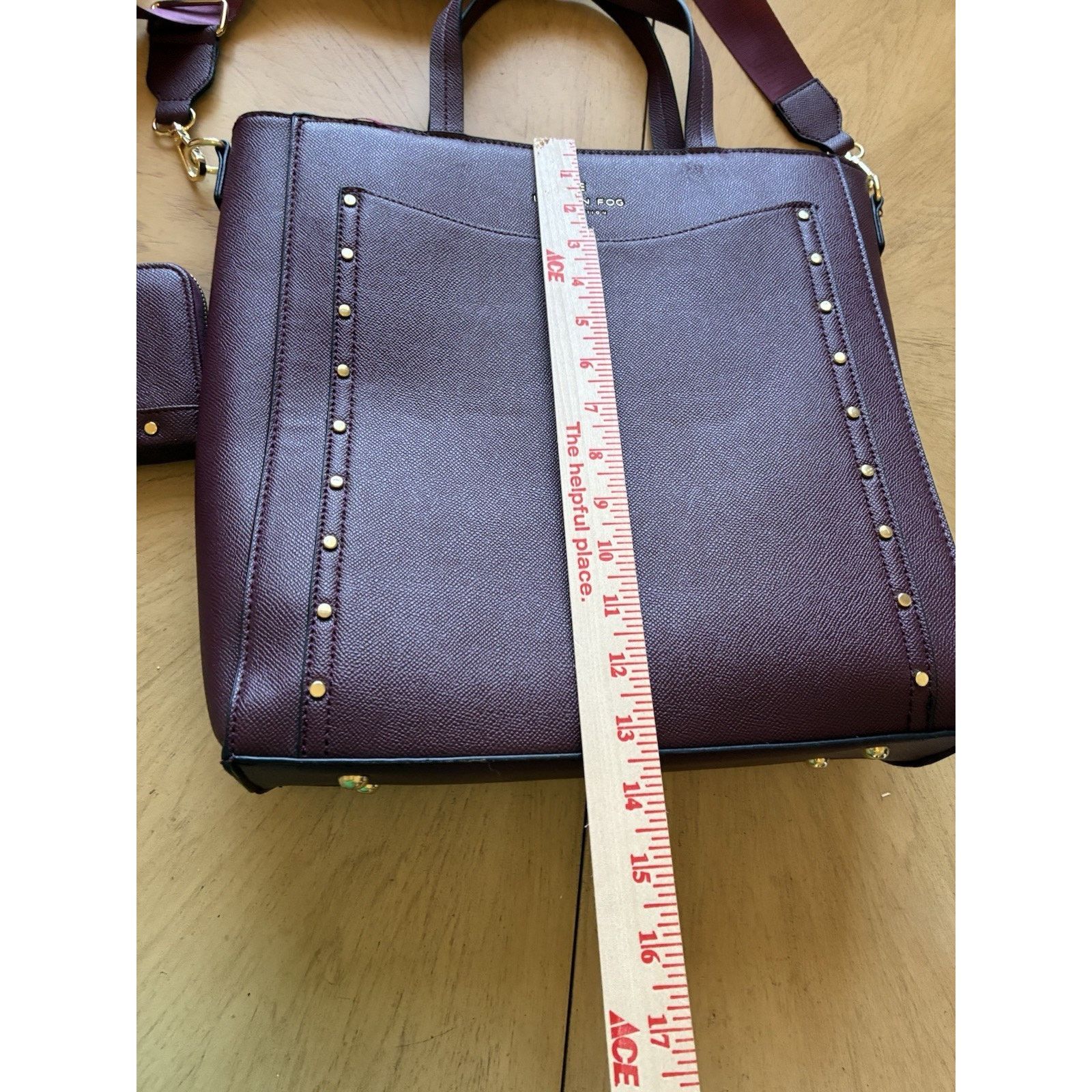 London Fog London Fog Sofia Studded Tote Bag & Matching Wallet Plum Size ONE SIZE - 7 Thumbnail