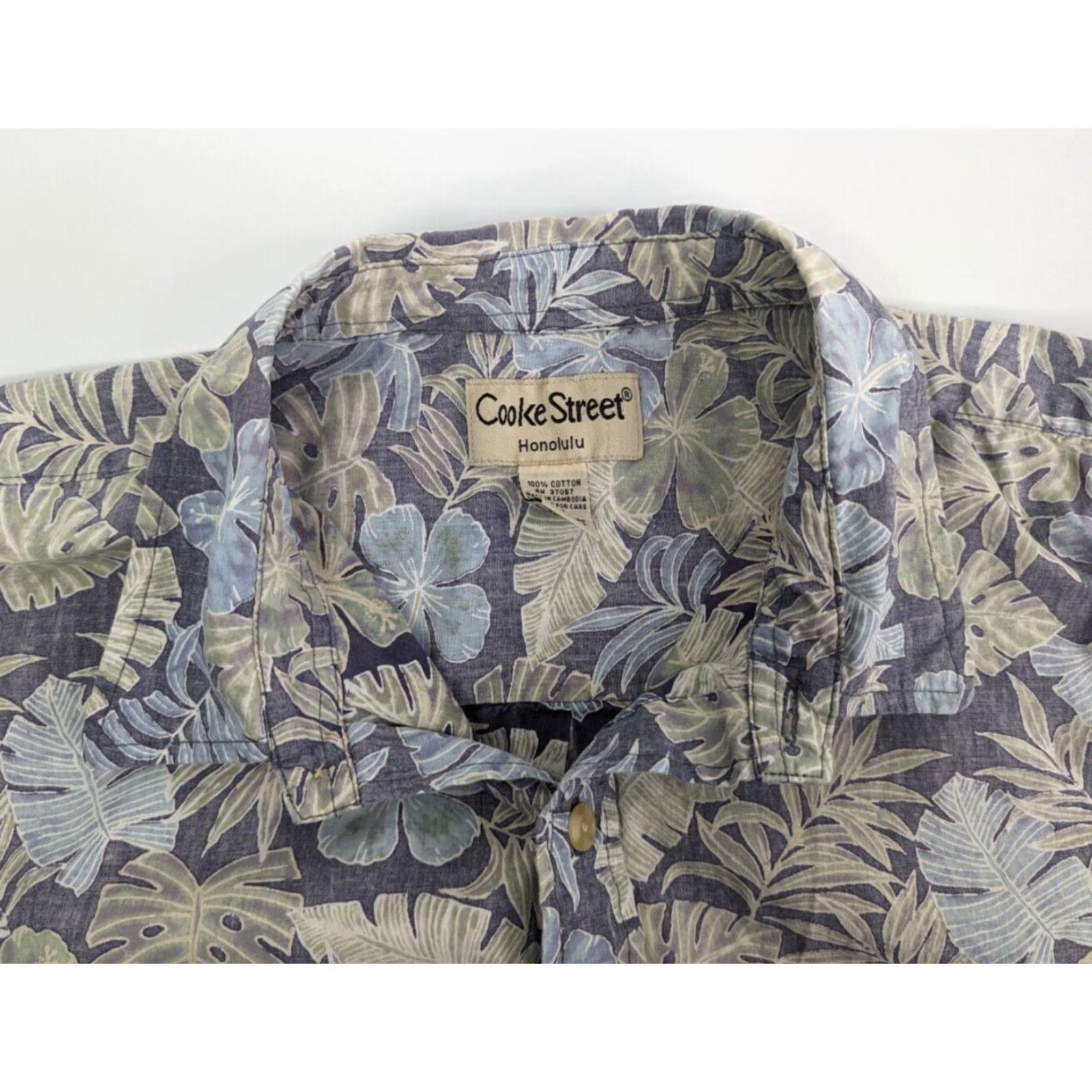 Vintage Cooke Street Shirt 2XL Mens Tropical Hawaiian Floral Blue Cotton Button-Up Short Sleeve Size US XXL / EU 58 / 5 - 5 Thumbnail