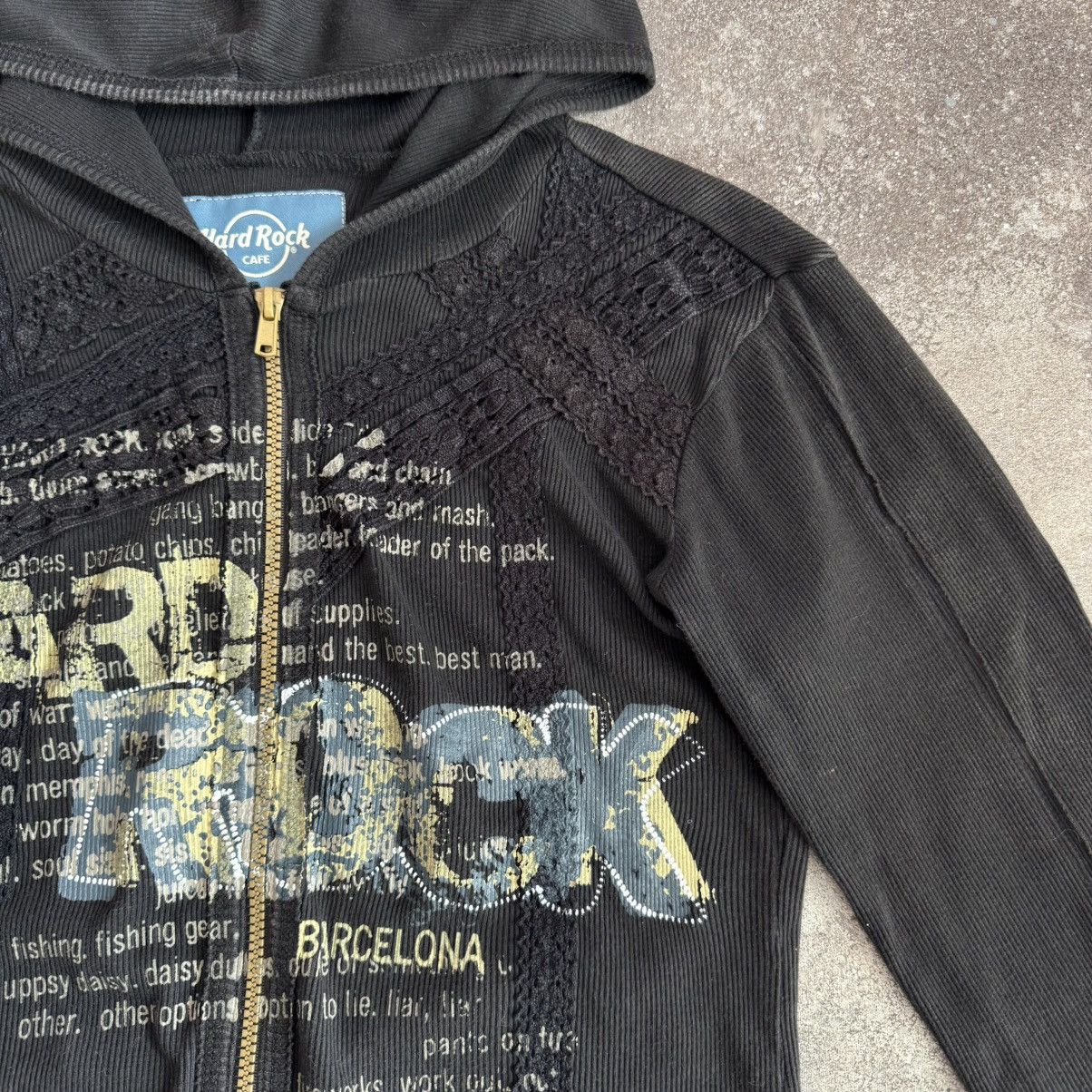 Hard Rock Cafe × Vintage Hard Rock Cafe Y2K Vintage Grunge Gothic Ribbed Zip Hoodie Size M / US 6-8 / IT 42-44 - 5 Thumbnail