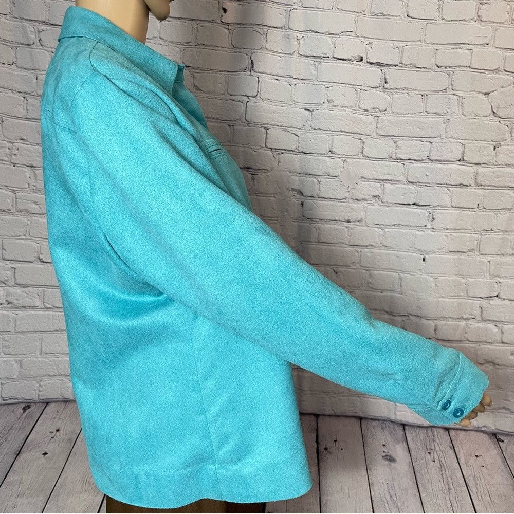 Chicos Chico's Blue Faux Suede Shirt Jacket Size 2 US L Size L / US 10 / IT 46 - 4 Thumbnail