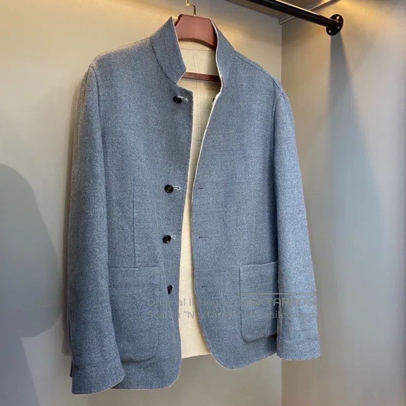 Brunello Cucinelli Brunello Cucinelli Double-faced Zhongshan Suit, Beige Brow Size 50L - 3 Thumbnail