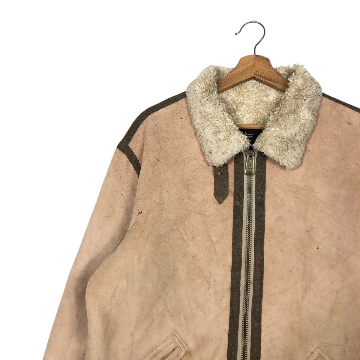 Alpha Industries 🔥VINTAGE SHEARLING SHERPA BIKER JACKET ALPHA INDUSTRIES Size US L / EU 52-54 / 3 - 9 Thumbnail