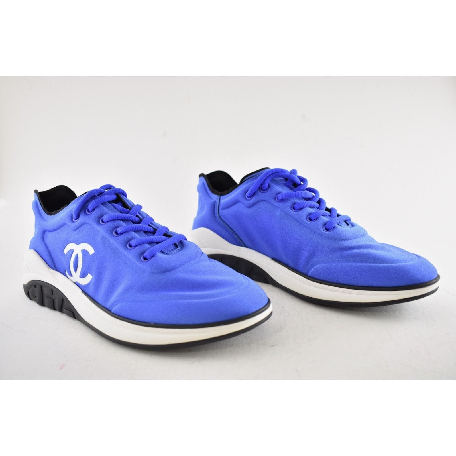 Chanel Chanel Men 19P Blue Lycra White Black CC Logo Lace Low Size US 11 / EU 44 - 4 Thumbnail