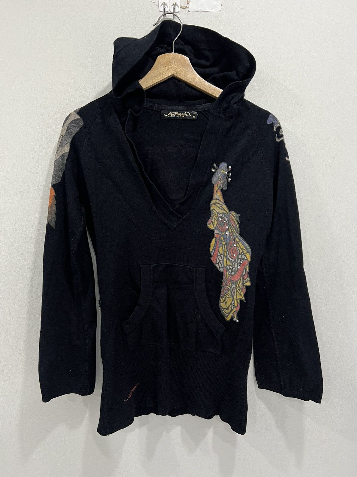 Ed Hardy Vtg Y2K Women Ed Hardy Hoodie Sweater knit shirt dress skirt Size L / US 10 / IT 46 - 2 Thumbnail