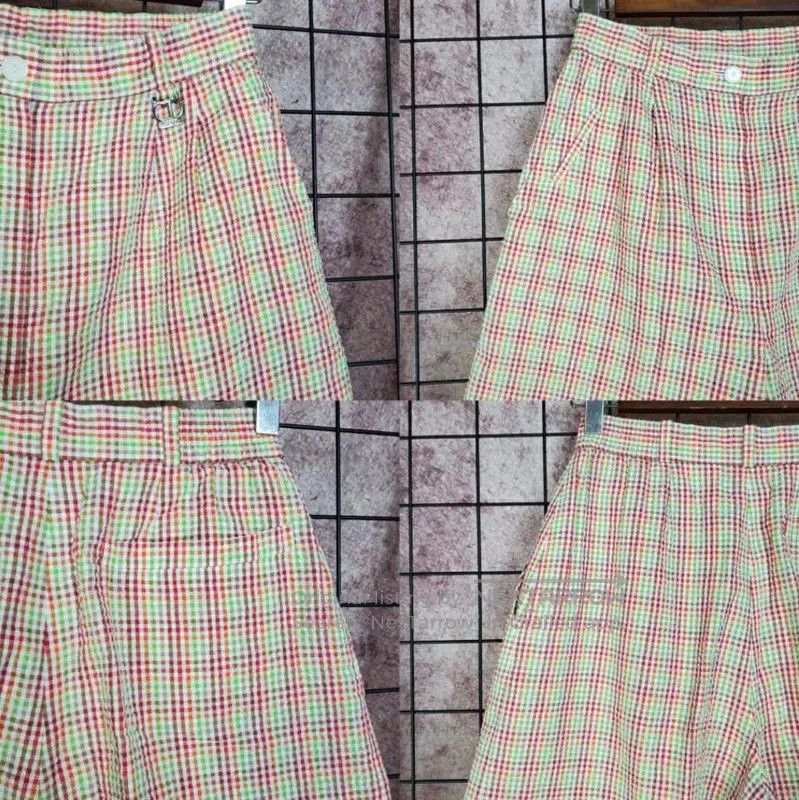 Dior Dior Summer Pink Checked Cotton Blend Casual Pants . Size 23" - 3 Thumbnail