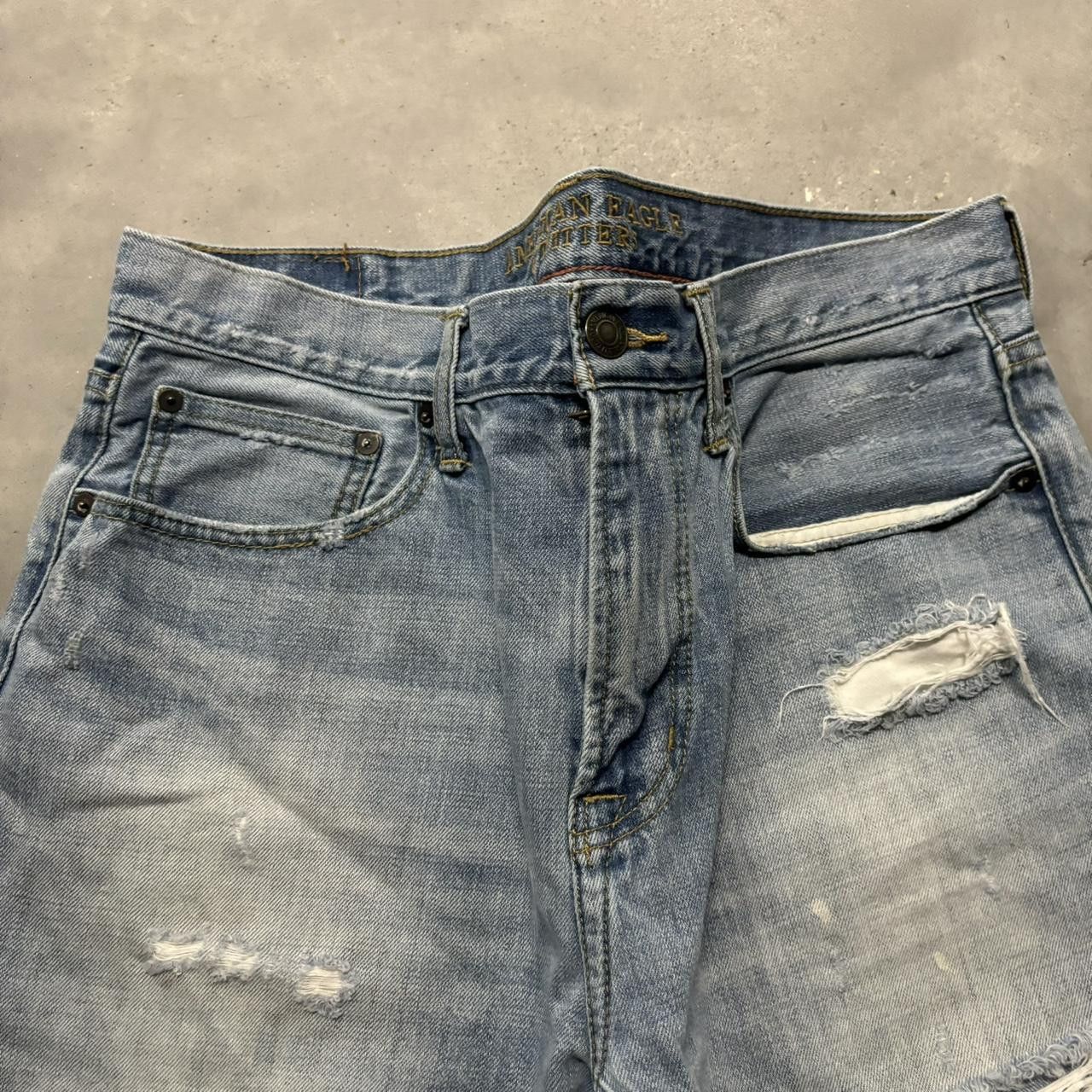 Japanese Brand × Vintage Crazy Vintage Y2K/2000s Grunge Light Wash Distressed Denim Jean Shorts Jorts! Size US 34 / EU 50 - 2 Thumbnail