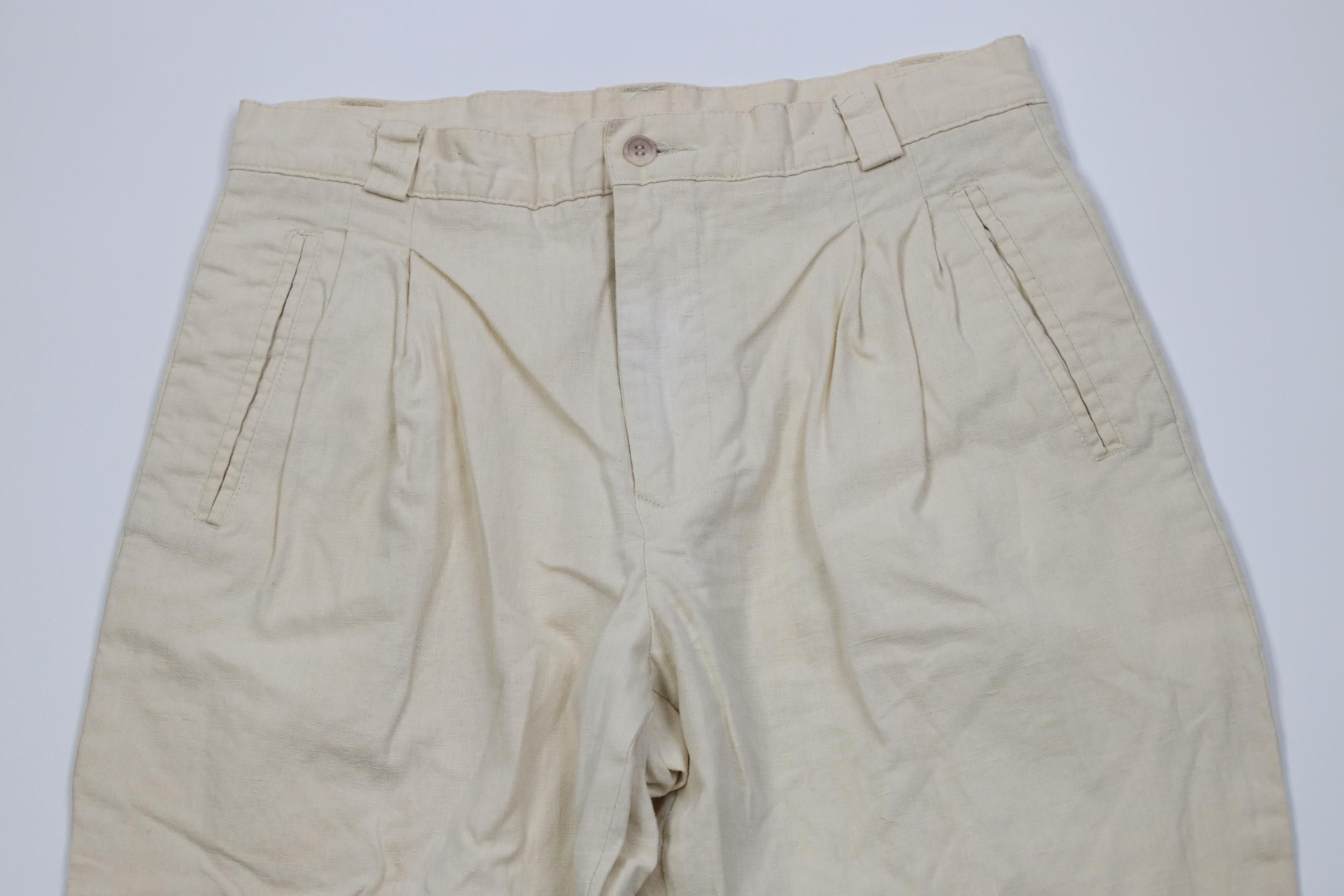 Vintage Vintage 90s Streetwear Linen Blend Knit Pleated Chino Pants Size US 32 / EU 48 - 2 Thumbnail