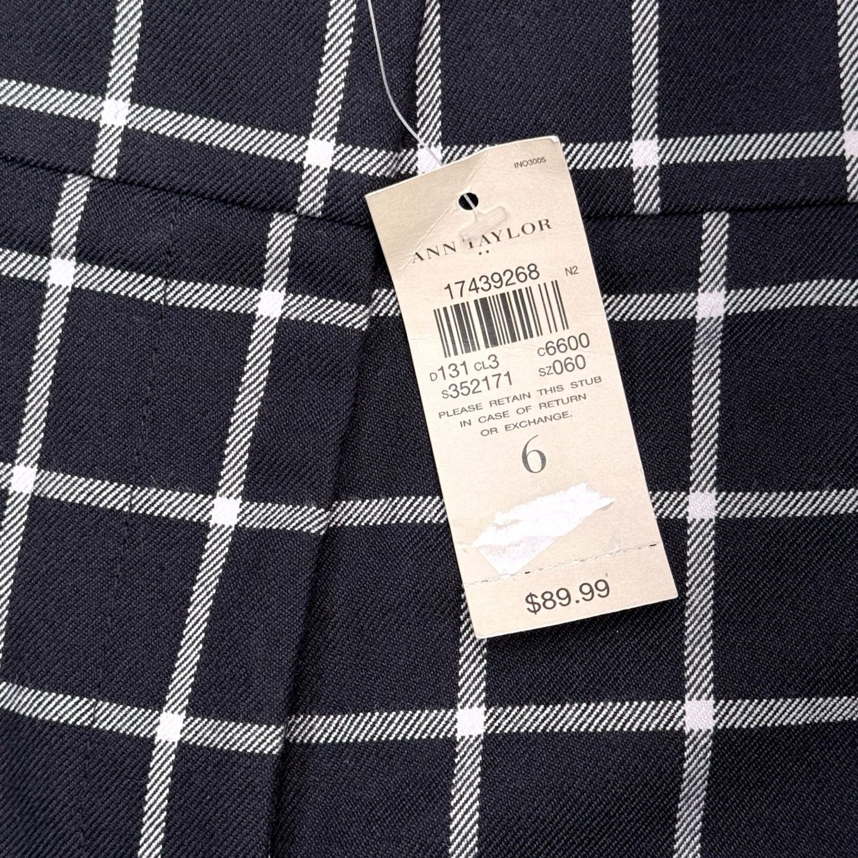 Ann Taylor Ann Taylor Signature Ankle Pants 6 Black Check Mid Rise Stretch New Pants Women Regular Slim Straight Long Twill City Workwear Size 28" / US 6 / IT 42 - 4 Thumbnail