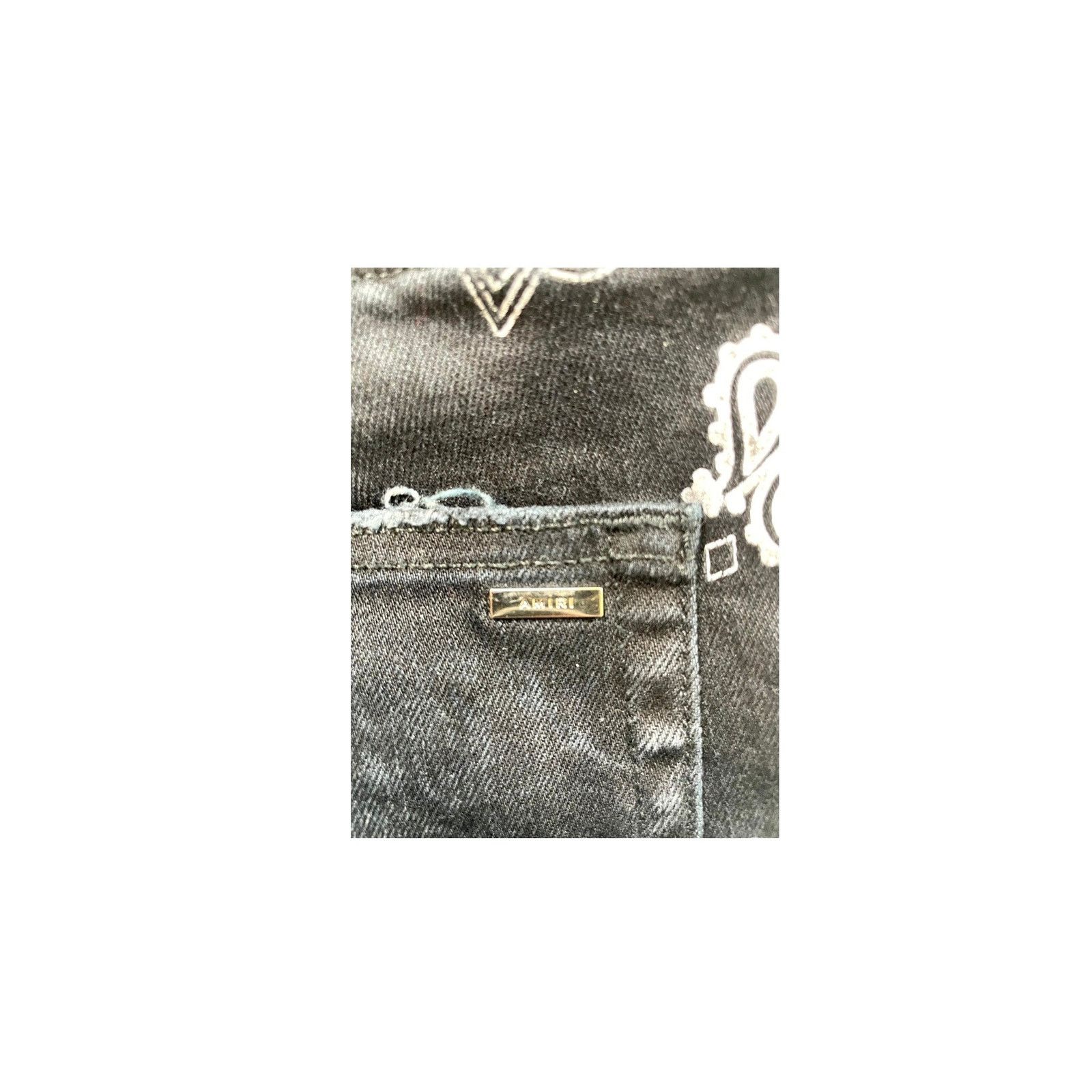 Amiri Amiri "Bandana Flocked" Black Wash Jeans Size US 33 - 3 Thumbnail