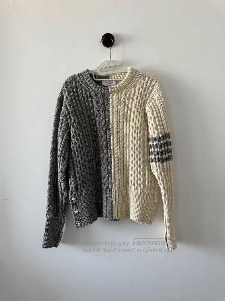 Thom Browne Thom Browne Gray and White Colorblock Wool Sweater Size US XL / EU 56 / 4 - 1 Thumbnail
