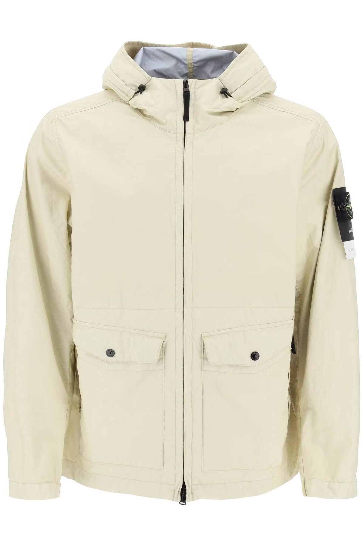 image of Stone Island O1S22I1N0524 Tc Hooded Jacket In Beige, Men's (Size Large)