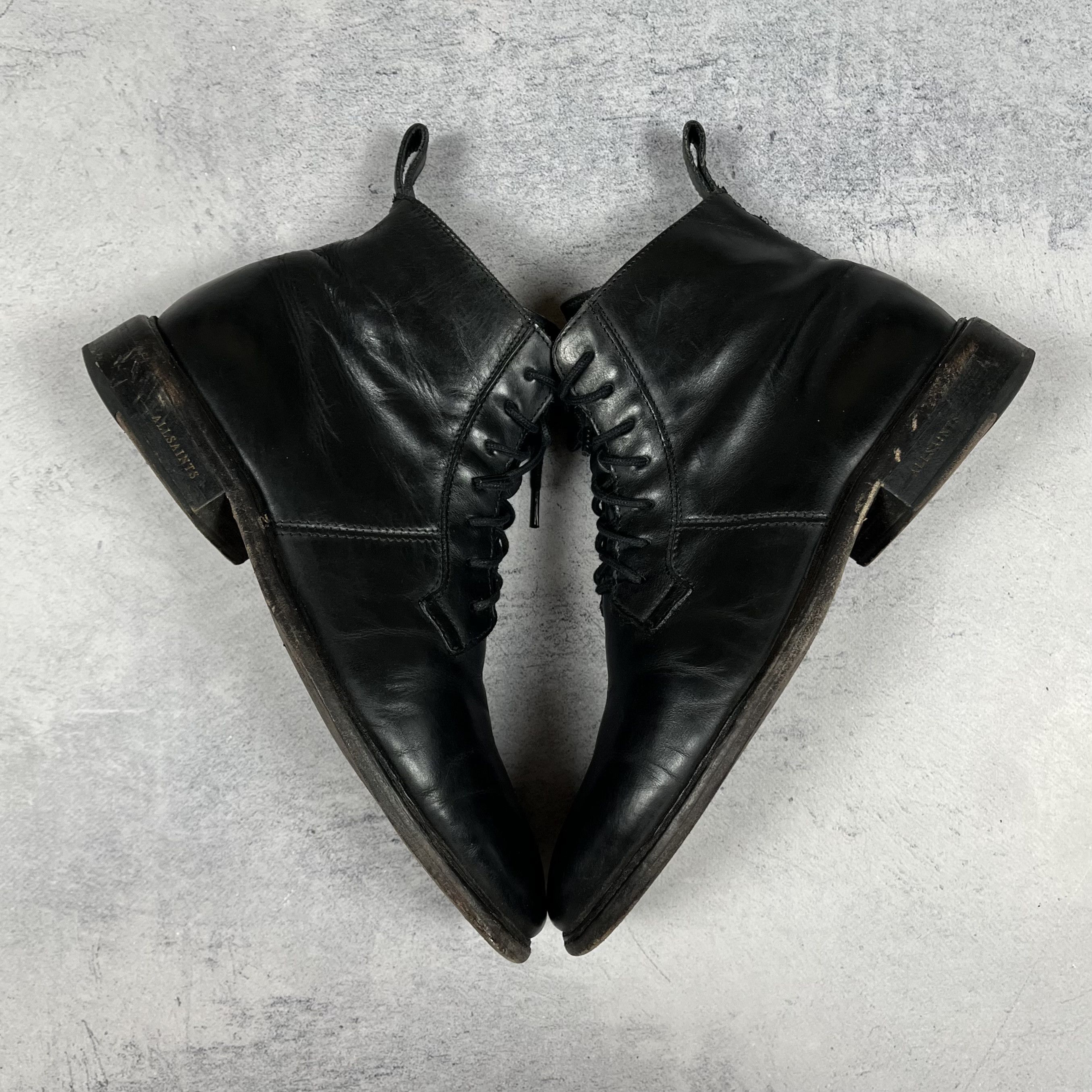 Allsaints Designer AllSaints Lace-Up Black Leather Boots Size US 8 / EU 41 - 6 Thumbnail