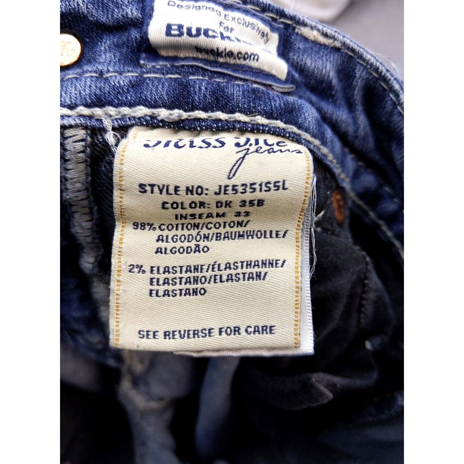 Miss Me Miss Me Jeans Womens 27x33 Blue Skinny Low Rise Distressed Rhinestone Embroidered Pocket Slim Stretch Denim Jeans Size 27" / US 4 / IT 40 - 7 Thumbnail