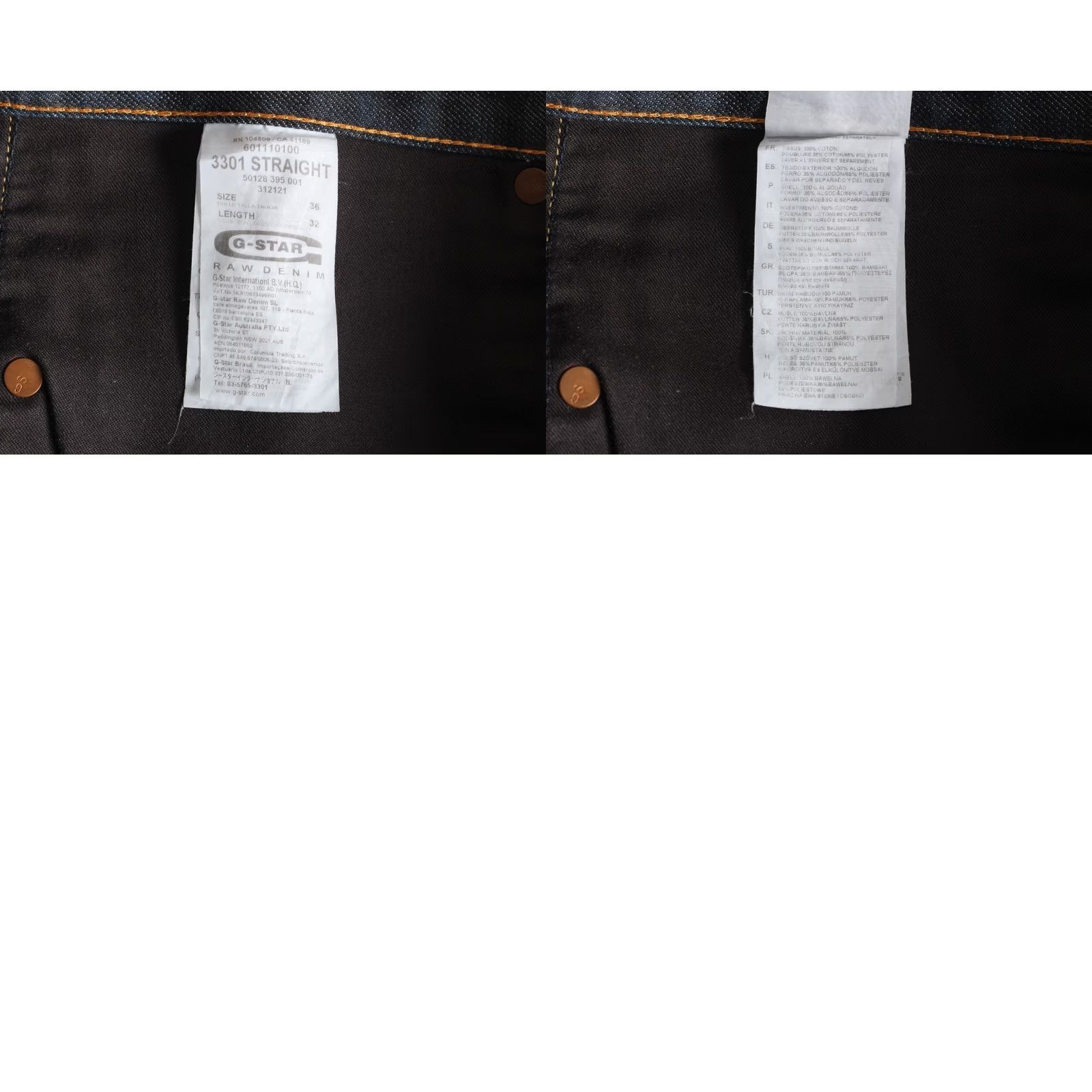 G-Star G-Star 3301 STRAIGHT Jeans Men W36 L32 DZ6209 Blue Denim 5-Pocket Regular Rise Mid Vintage No Size US 36 / EU 52 - 8 Thumbnail