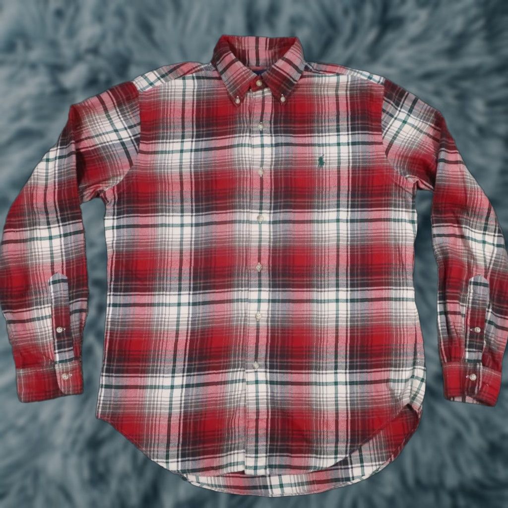 Ralph Lauren VINTAGE Ralph Lauren Shirt Mens M Flannel Plaid Red Cotton Classic Fit EUC Size US M / EU 48-50 / 2 - 1 Thumbnail